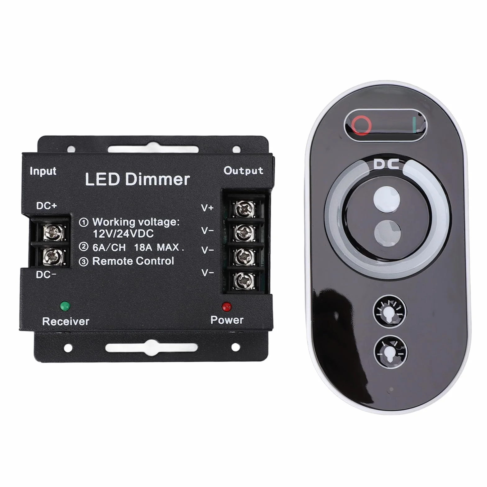 Yosoo Health Gear Przełącznik Dimmer do świateł LED, DC 12V - 24V 18A PWM LED Light Light Strip Controller, RF Pilot Center, Reguel Brightness