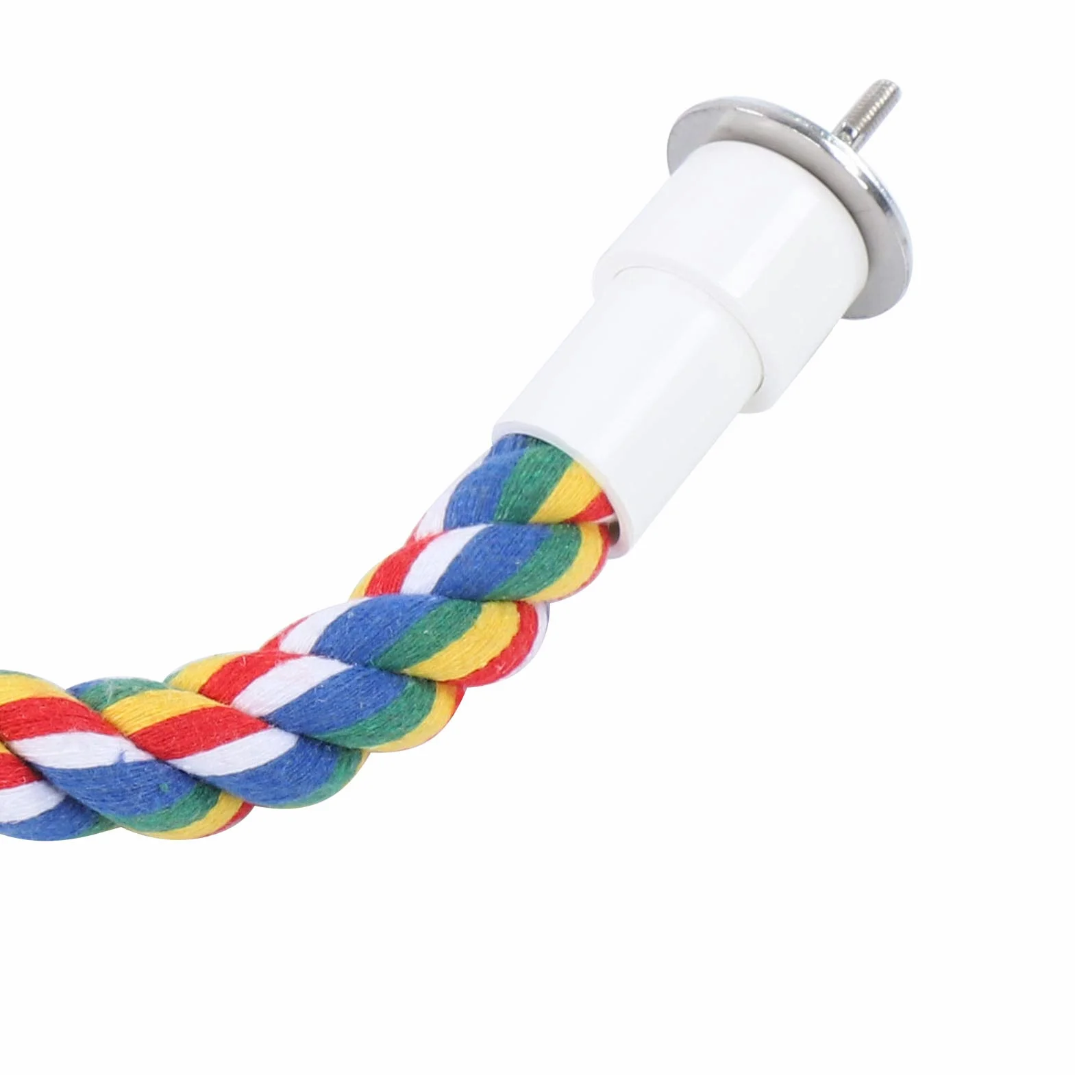 2 szt. Ptaki lina bawełniana kolorowo kolorowa lina dla ptaków okonie ręcznie robiona zabawka do żucia papuga huśtawka spiralny stojak dla papugi i ptaków (80cm)