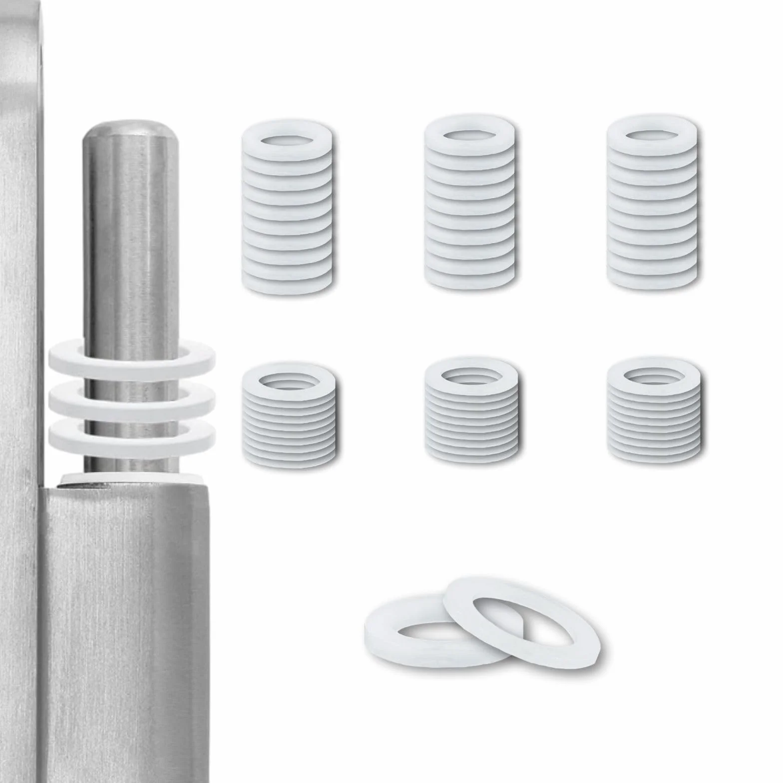 Ronoza 60 sztuk pierścieni mocujących do drzwi pokojowych, podkładek, zawiasów drzwiowych, z tworzywa sztucznego, 10 x 15 mm (grubość 1 mm, 30 szt. + grubość 2 mm, 30 szt.), pierścienie montażowe bez