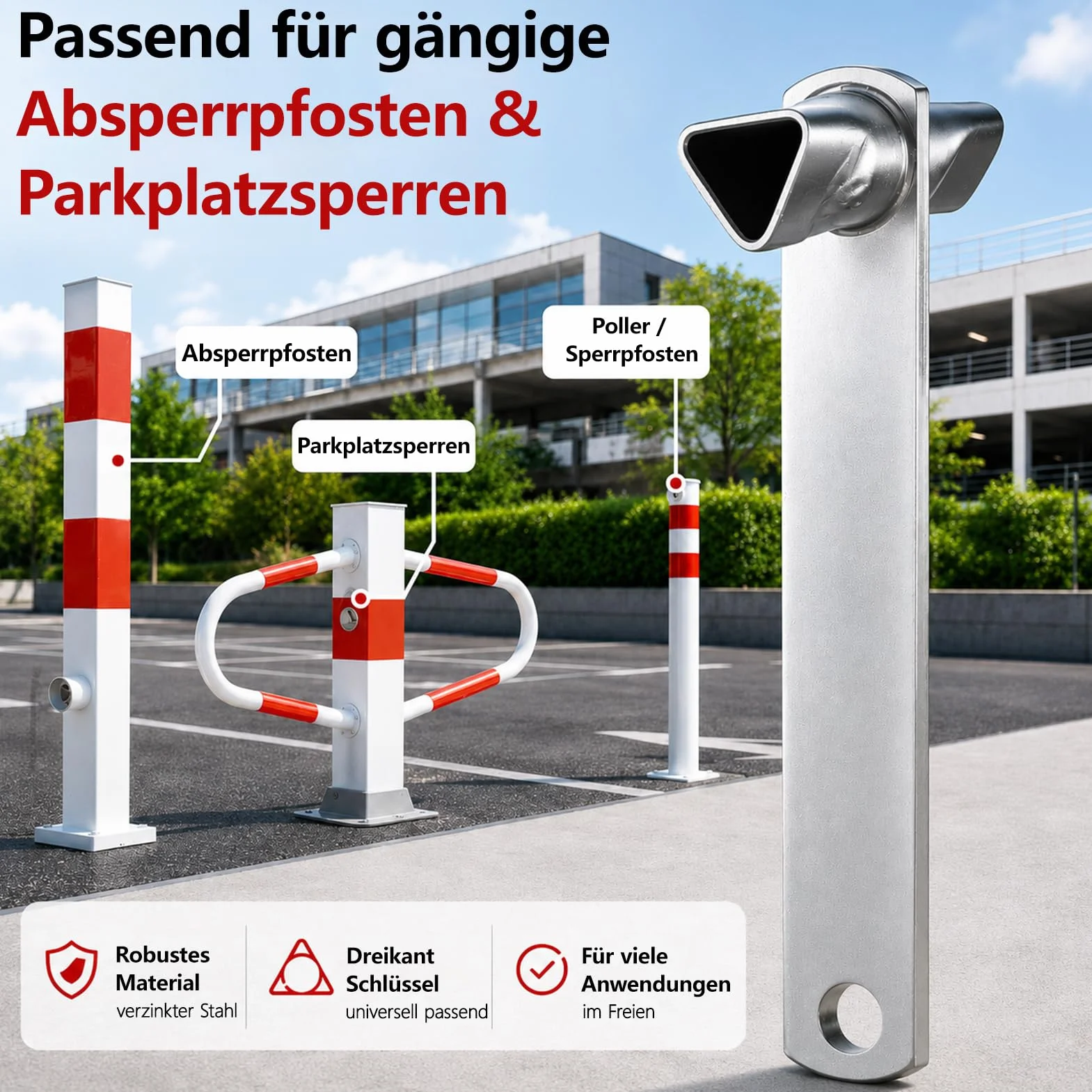 Klucz trójkątny M10/M12 17/19 mm DIN 22417 ocynkowany do słupków parkingowych