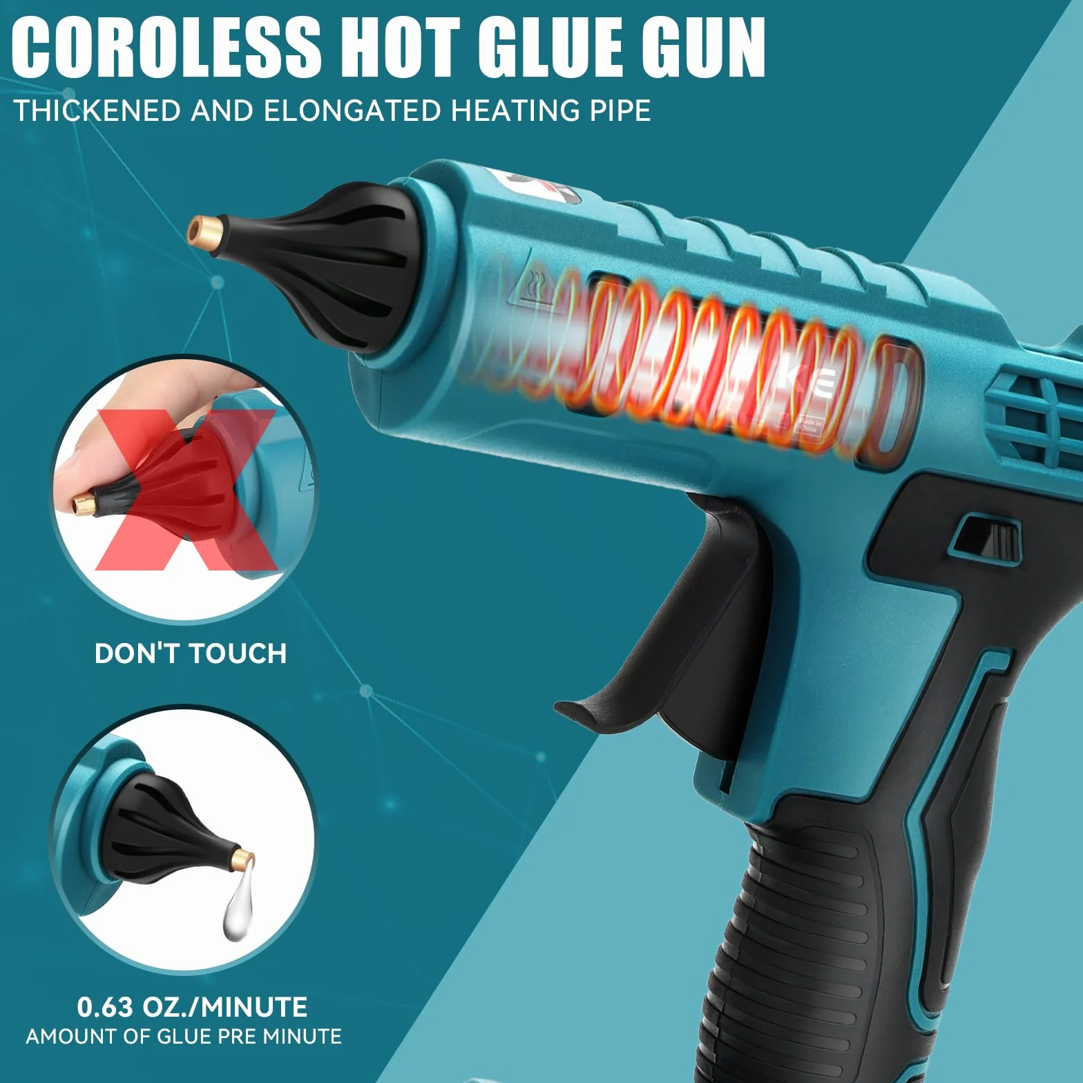 Ecarke Bezprzewodowy pistolet do kleju Ma Kita 18 V bateria litowa bezprzewodowy pistolet do klejenia Hot Sol idealny do naprawy rzemiosła DIY (z 20 szt. patyczków klejowych 11 mm)