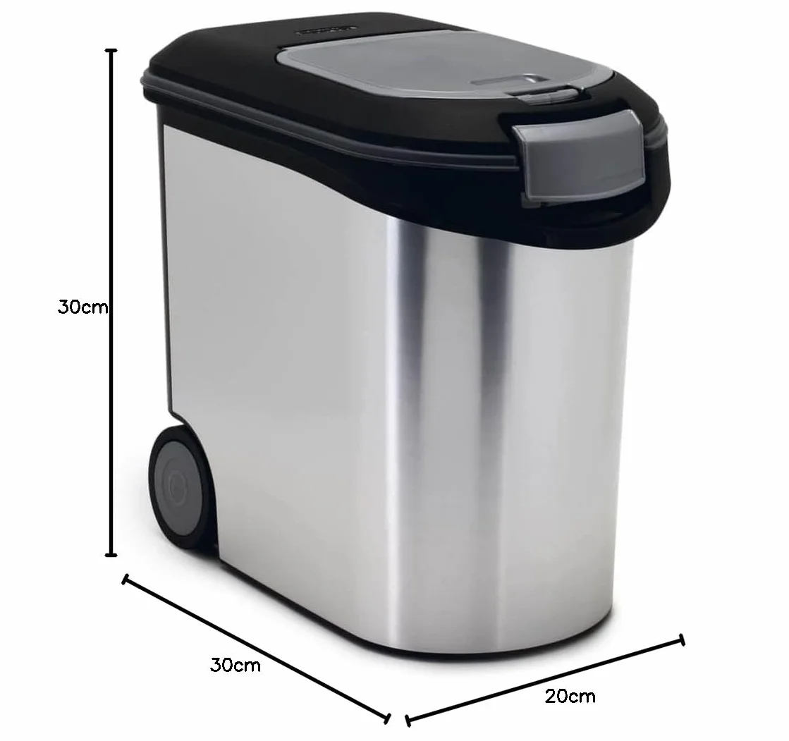 Curver 2068934 Pojemnik na Pokarm, 35 l, Czarny/Stalowy
