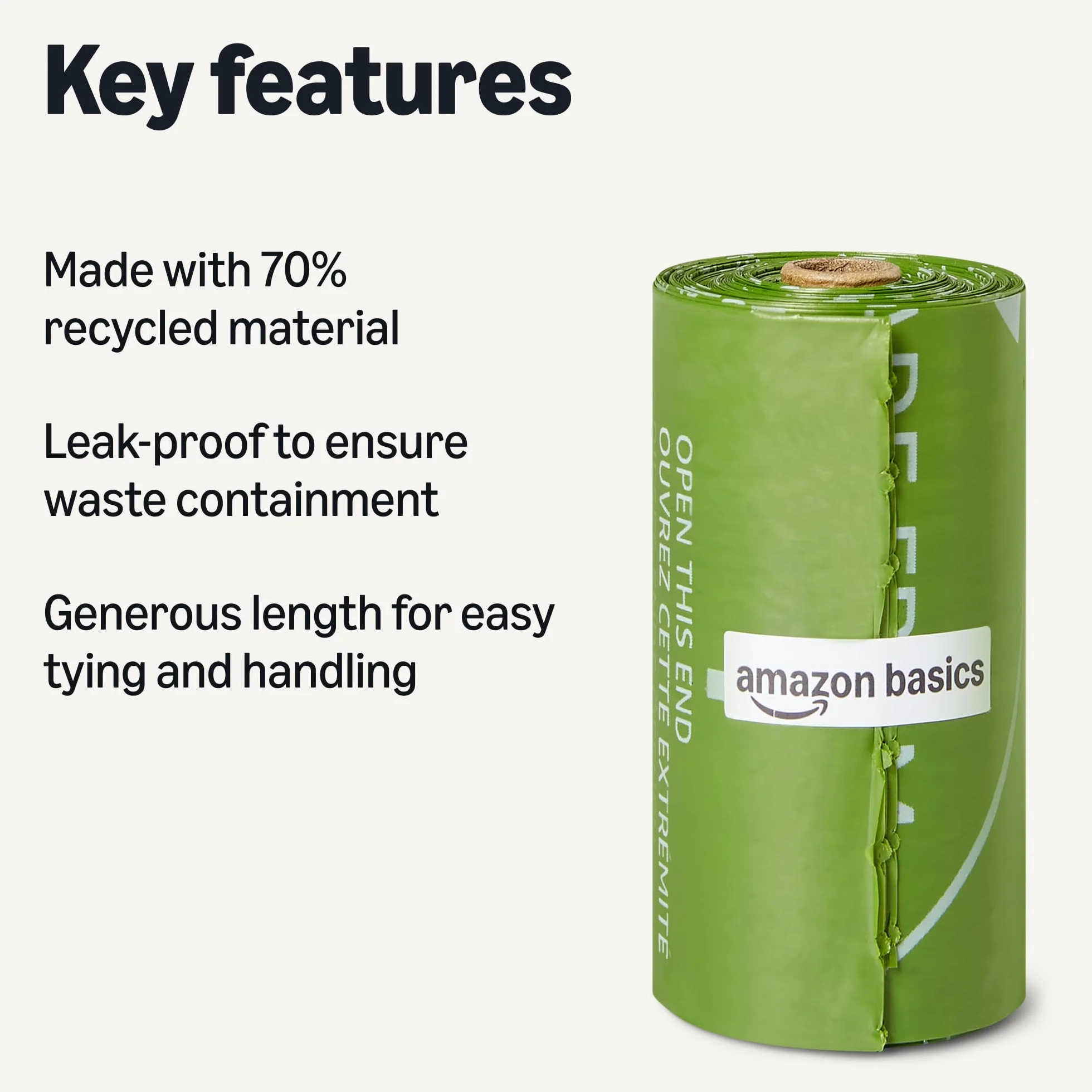 Amazon Basics Worki na odchody psa z recyklingu, bezzapachowe, 900 sztuk