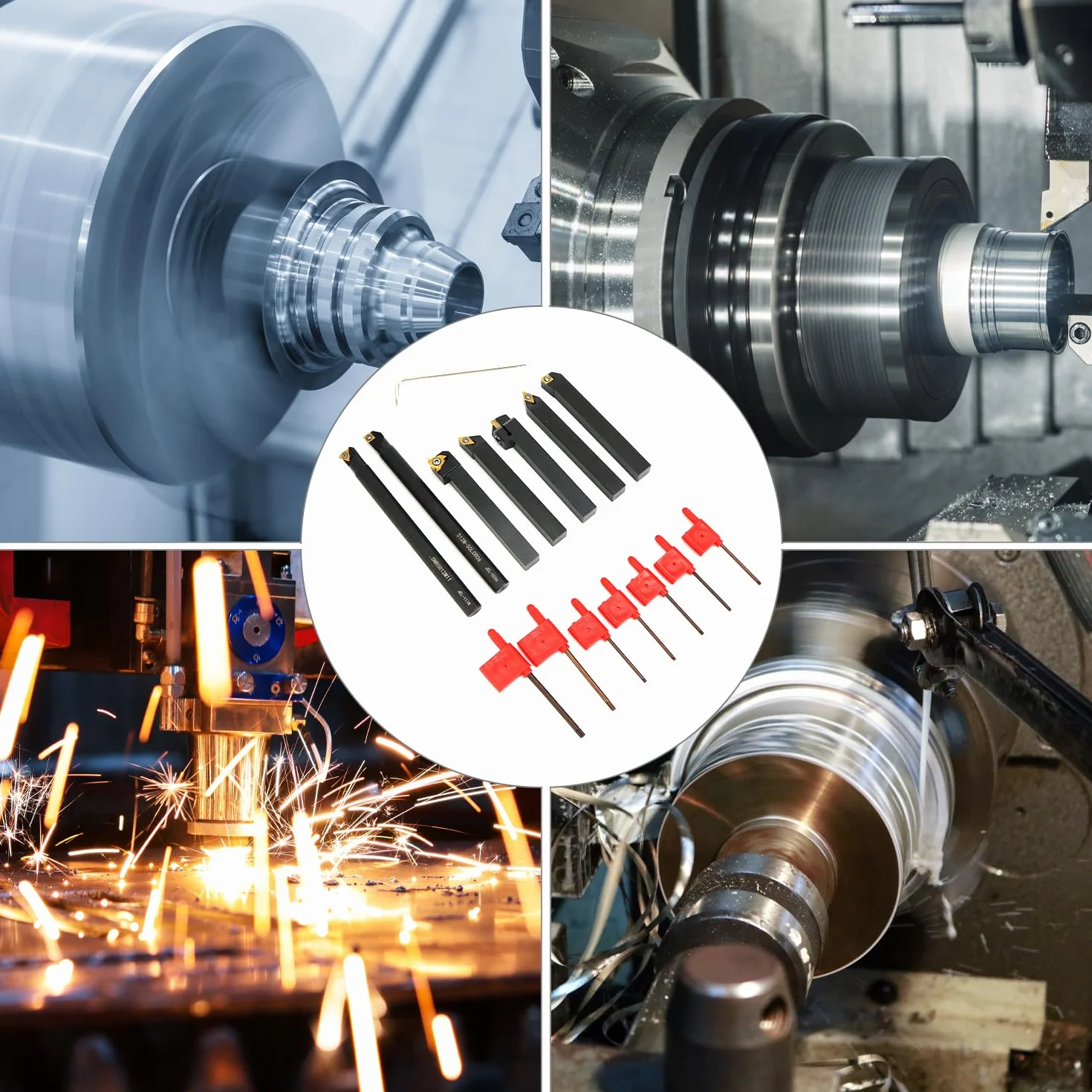 QWORK® 21 sztuk zestaw narzędzi tokarskich, dłuto tokarskie z możliwością wykrawania 12 mm, do różnorodnych prac precyzyjnych i tokarskich
