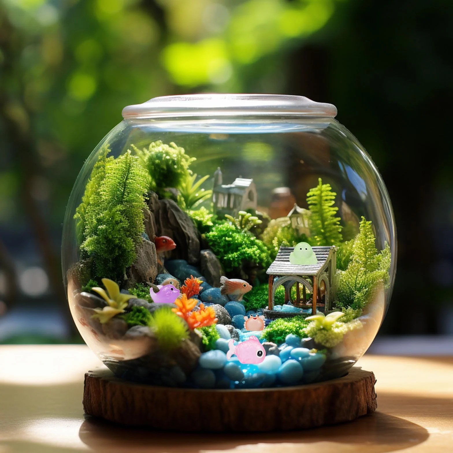 48 sztuk miniaturowych figurek z żywicy, oceanu, świecące w ciemności, miniaturki do dekoracji akwarium, charmsy do ogrodu, domku dla lalek, akwarium, domu