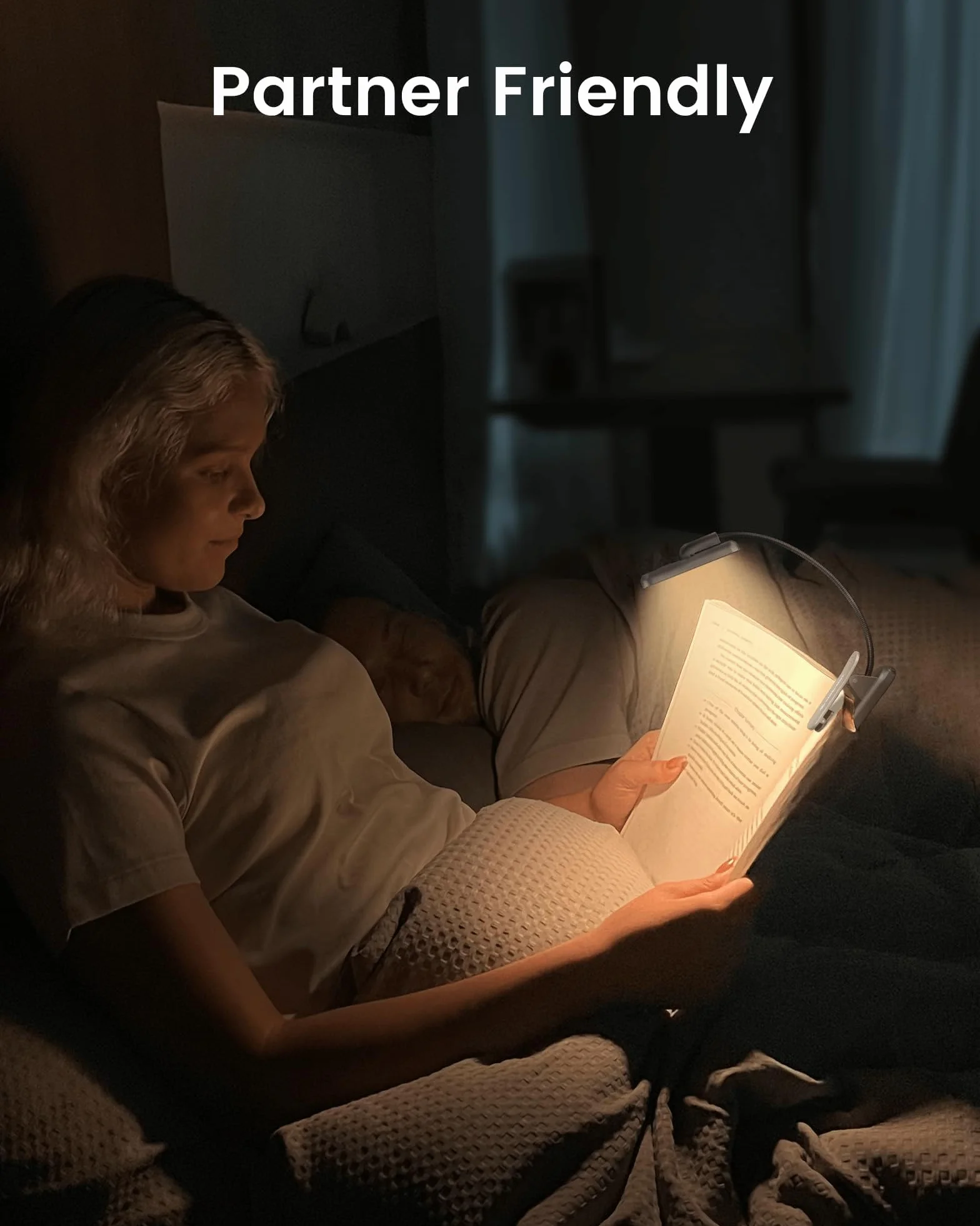 Obrotowa lampka do czytania książek w łóżku Glocusent, 22 diody LED o dwurzędowej konstrukcji z wyłącznikiem czasowym, bezstopniowym ściemnianiem i regulacją kolorów, ładowalna lampka do książek 1000 mAh (Szarość)