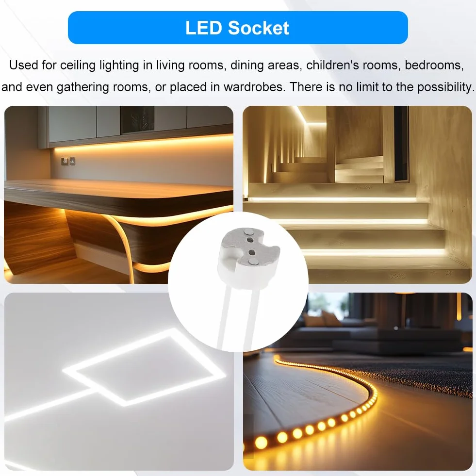 SEMINISMAR 20 sztuk oprawek MR16 GU5.3 LED, oprawka GU5.3, gwint GU5.3 z kablem 12 V, ceramiczna podstawa, oprawka LED MR16 GU5.3, żarówka halogenowa, wtyczka ceramiczna, adapter druciany