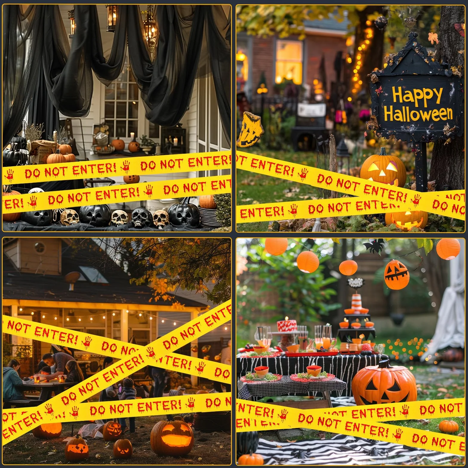 Amabro Taśma ostrzegawcza Halloween 4,8 cm x 25 m nie wchodź