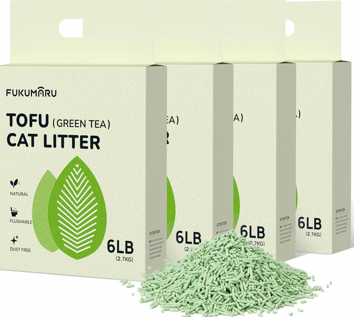 FUKUMARU Tofu żwirek dla kota 10,8 kg - zbrylający się żwirek dla kota, o zapachu zielonej herbaty, bezpyłowy i łatwy do zbrylania, jednorazowy do toalety