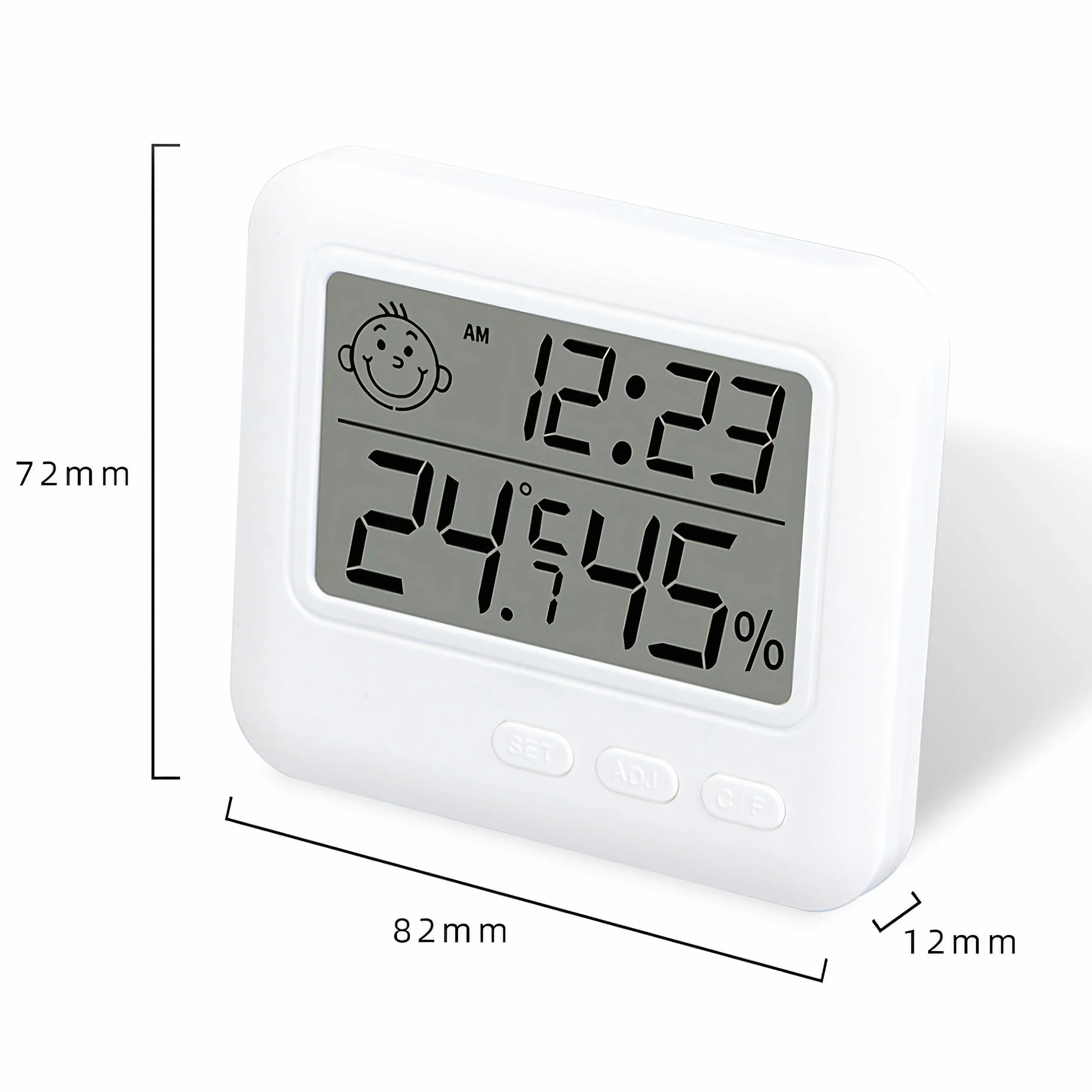 Retoo Termometr, Higrometr do wnętrz, monitor temperatury, pokojowy, miernik wilgotności, zasilanie bateryjne, duży, LCD do biur, domu, dla gadów, biały, kolor