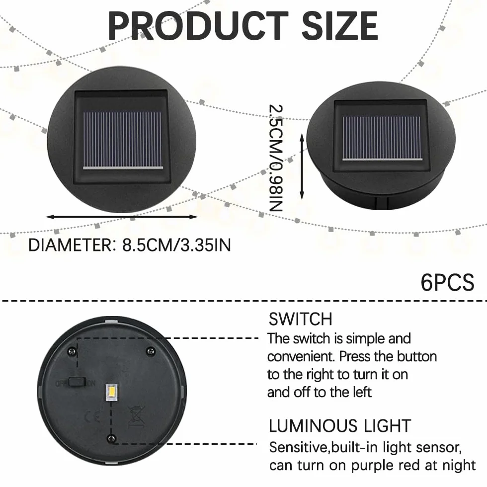 Mineup Części zamienne do lamp solarnych 8cm LED 1,2V IP44 panel solarny 4 sztuki