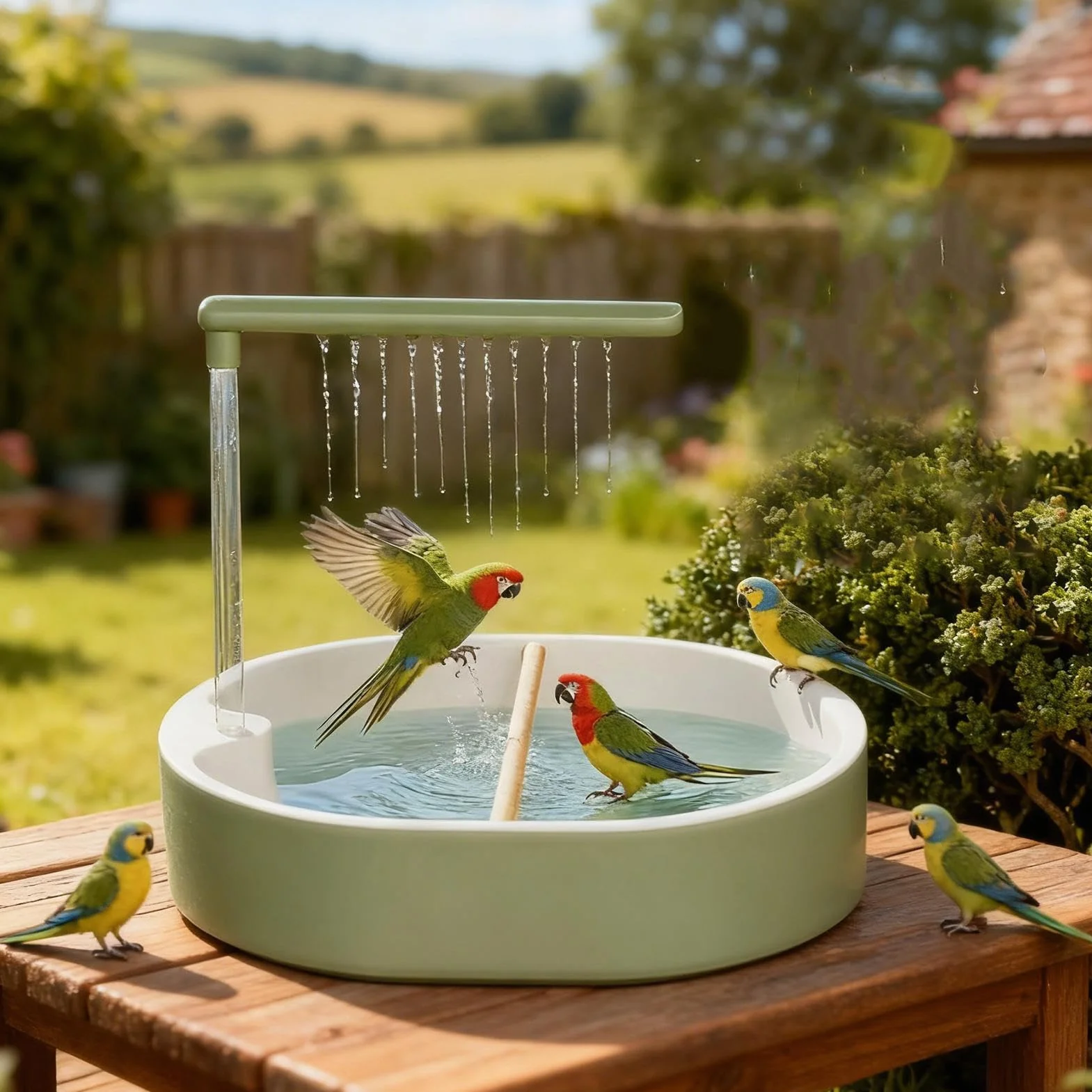Kąpiel dla ptaków do klatki - cichy basen kąpielowy przeciw zwierzętom | prysznic dla zwierząt domowych | dla Lovebird Conure Cockatiel Finch papuga podwórko balkon patio taras salon