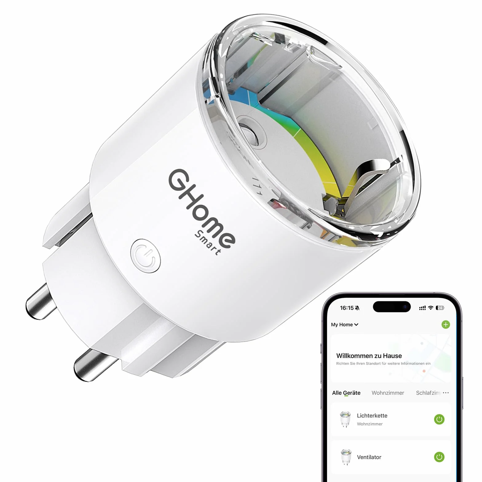 Usmart EP2-1 Smart Socket, Smallest Alexa Socket kompatybilny z Alexa Google Home, akcesoria Smart Plug App Remote Control, pomiar zużycia prądu, sterowanie głosem, certyfikat TÜV, tylko 2,4 GHz WiFi
