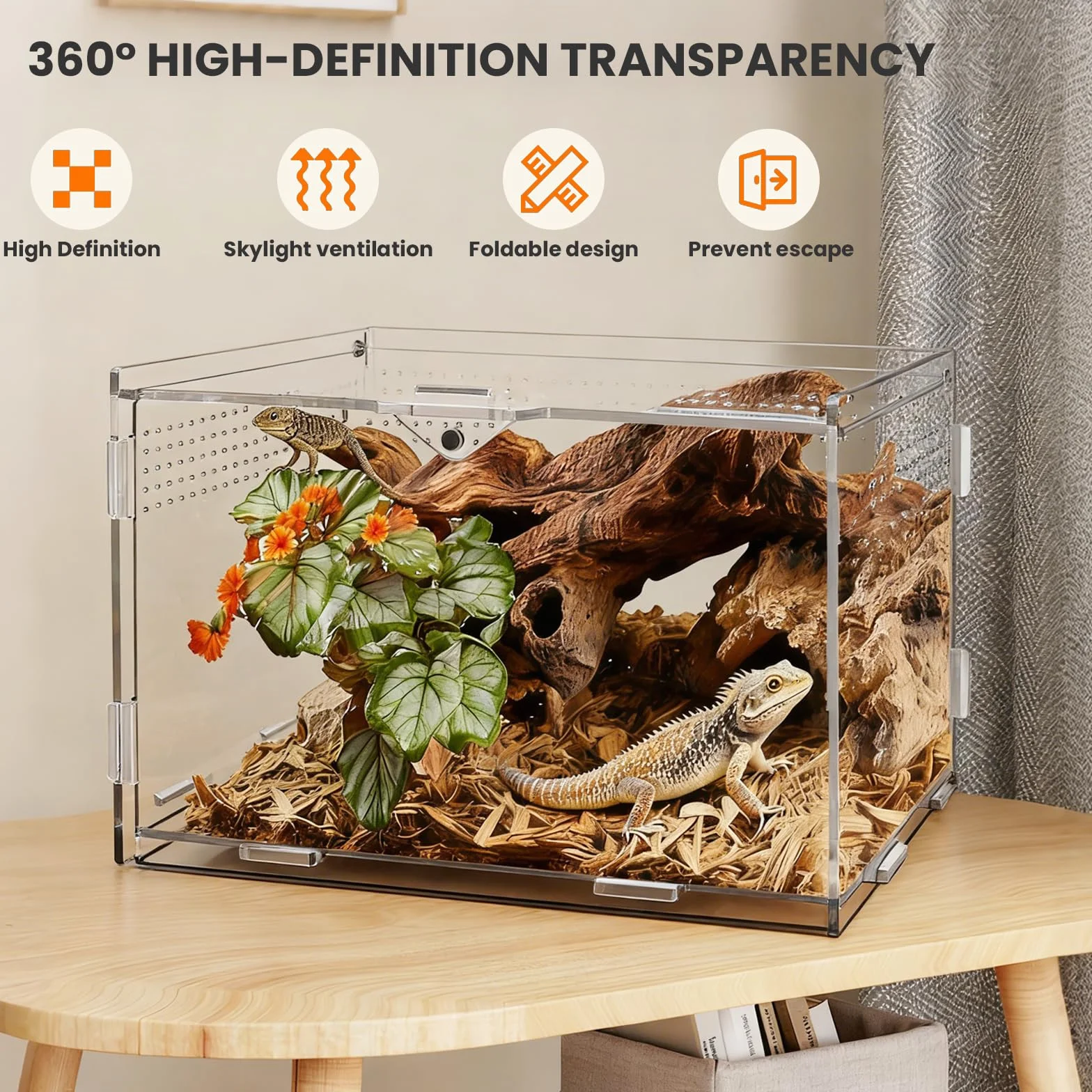 Terrarium akrylowe ślimaki, 20 x 12 x 12 cm, terrarium akrylowe, przezroczyste małe z otworami wentylacyjnymi wivarium, dla pająków, gekonów, żółwi, pojemnik na owady