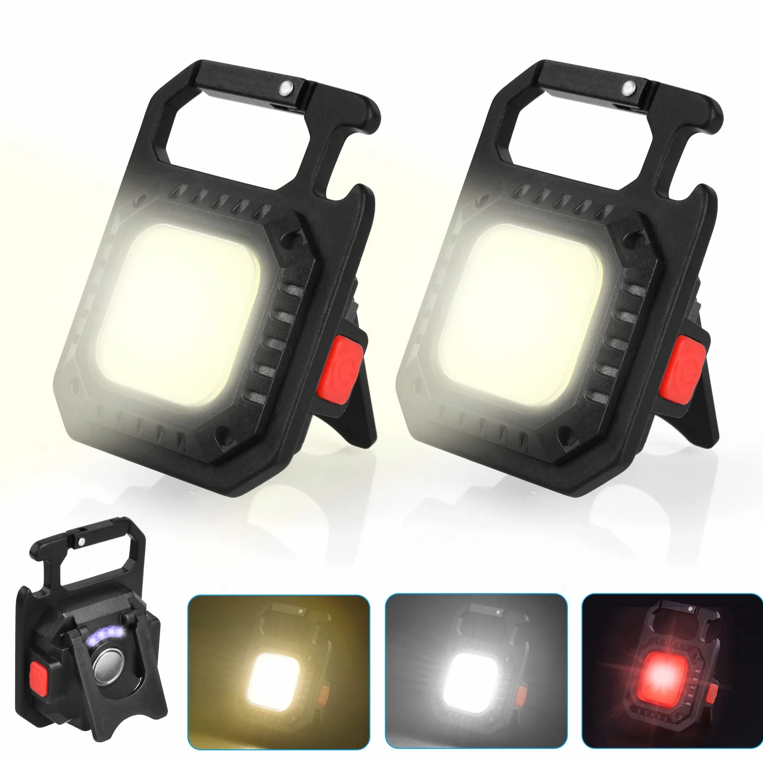 Mini LED Latarka z Brelokiem 2 szt. 800 Lumenów Wodoodporna Magnetyczna Otwieracz do Butelek