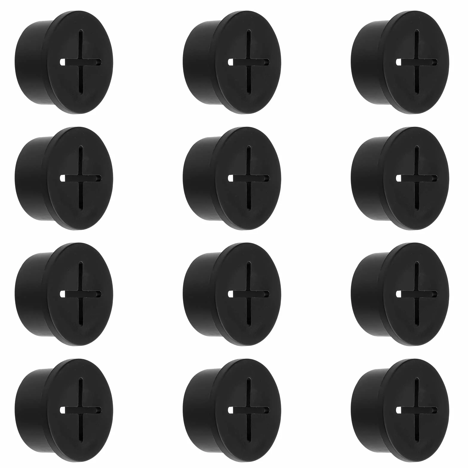 12 Szt. 20mm Przepust Kablowy, Przepust Kablowy z Tworzywa Sztucznego z Drutu Oslona Otworu Organizer Kabli Styl Krzyzakowy Uchwyty na Przewody na Biurko Dom Szkole (Czarny)