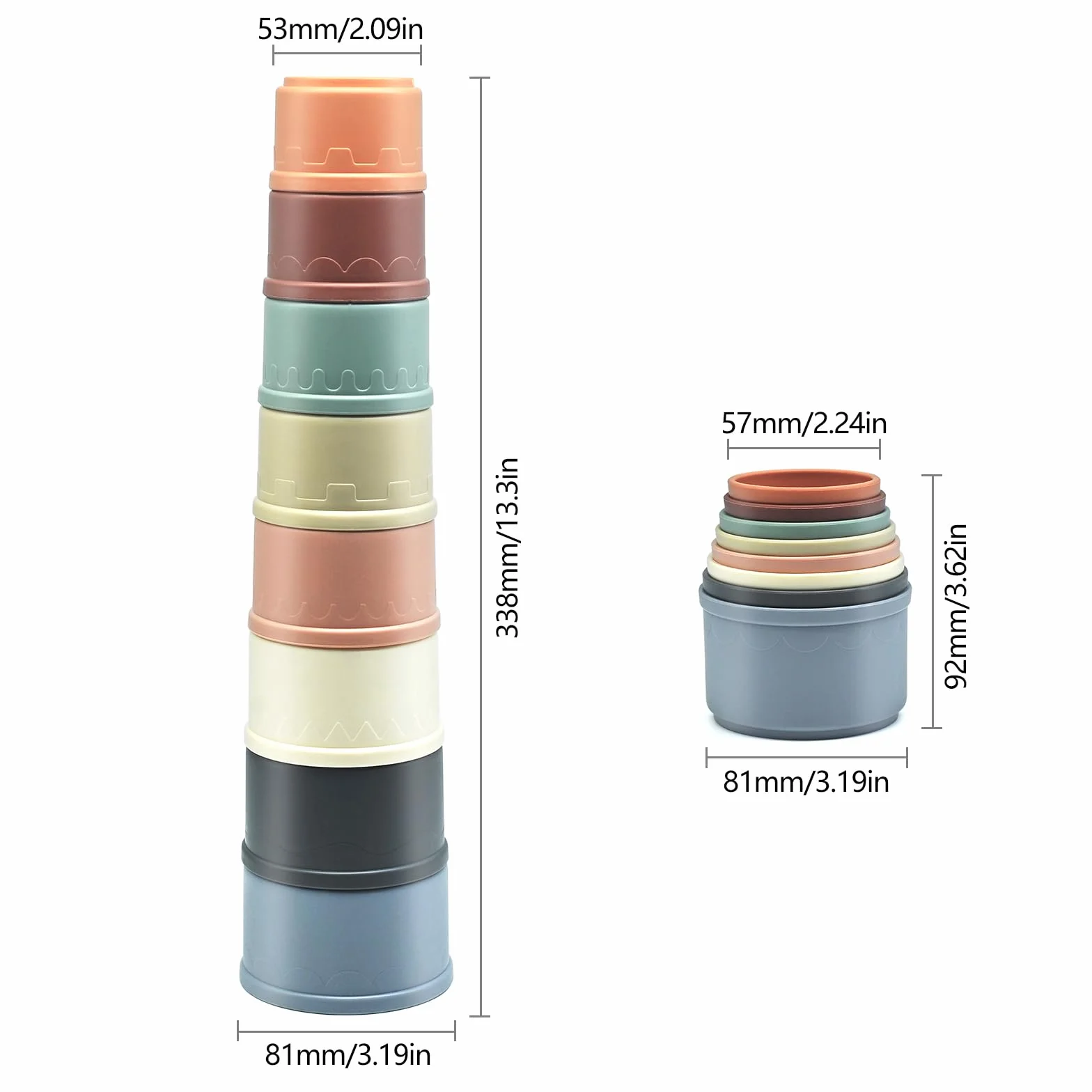 JINTANG Zabawka dla królików 8 kubków do układania w stos kolor Morandi