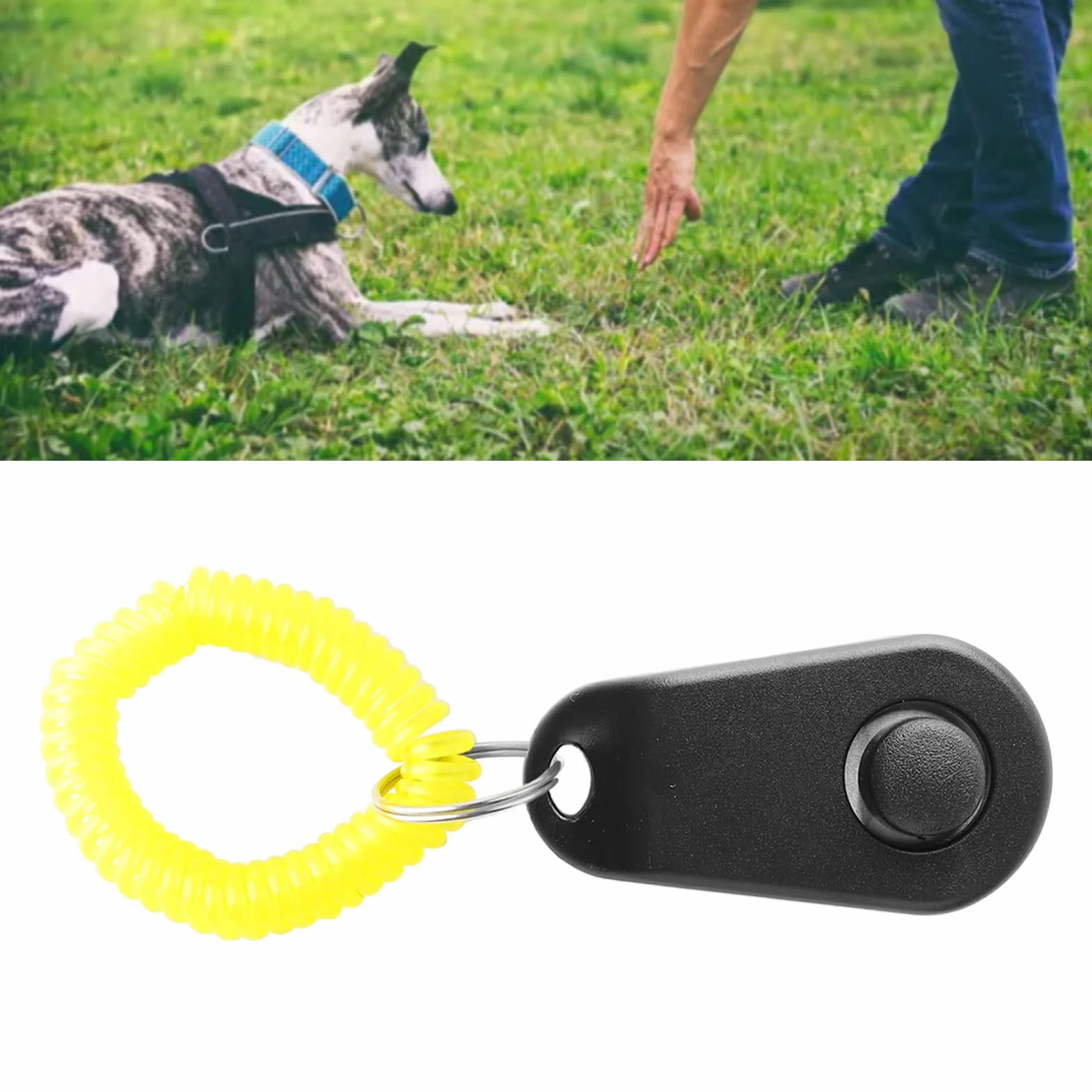 Clicker do Szkolenia Psów Interaktywny Piskliwy Wygodny Uniwersalny pierścień do Szkolenia Psów dla Psów Koty Biały Clicker do Szkolenia Psów (BLACK)