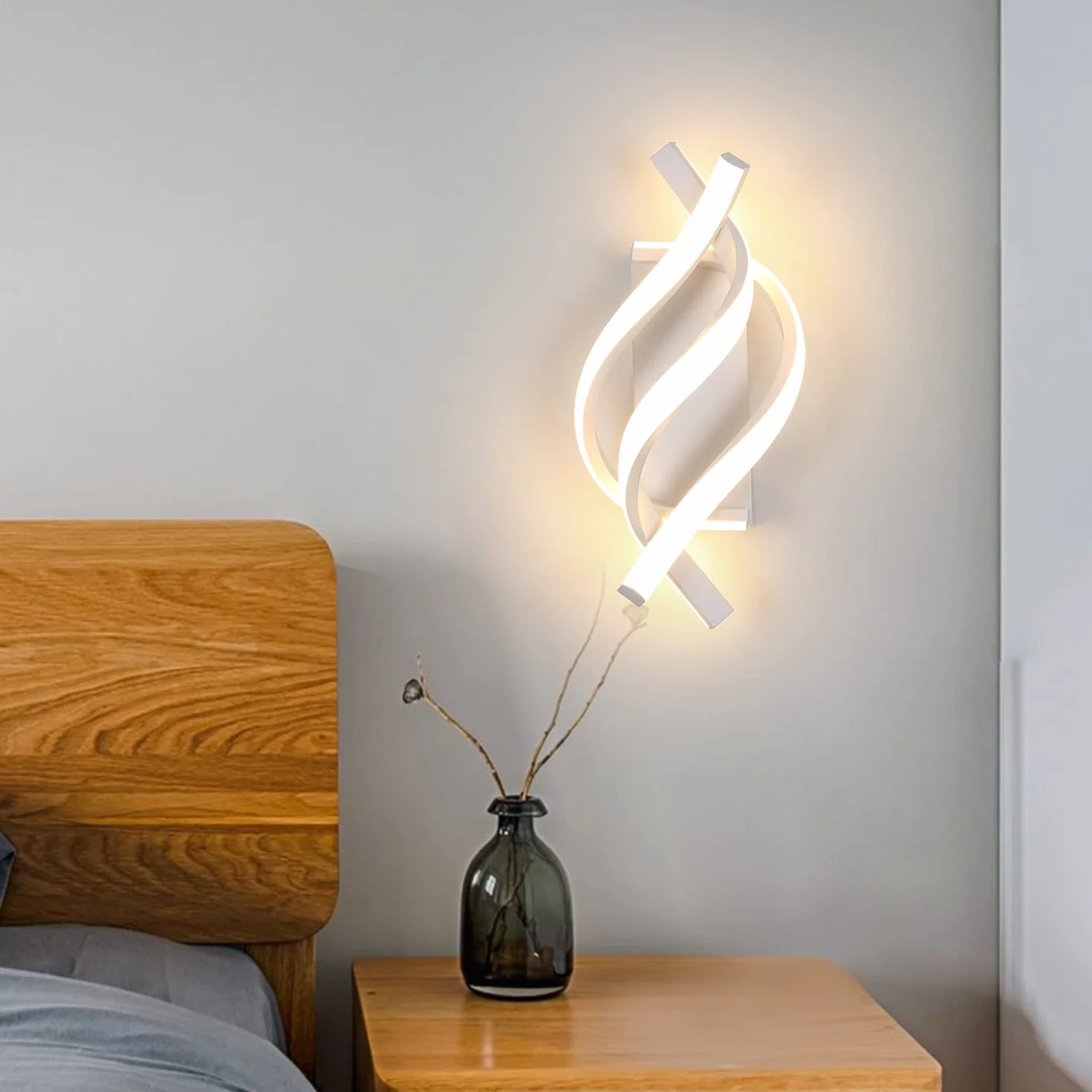 Comely Wewnętrzny Kinkiet LED, 22W Nowoczesna Lampa Ścienna, Akrylowe Oświetlenie Oprawa Ścienna 2500LM Do Salonu Sypialni Holu Schodów