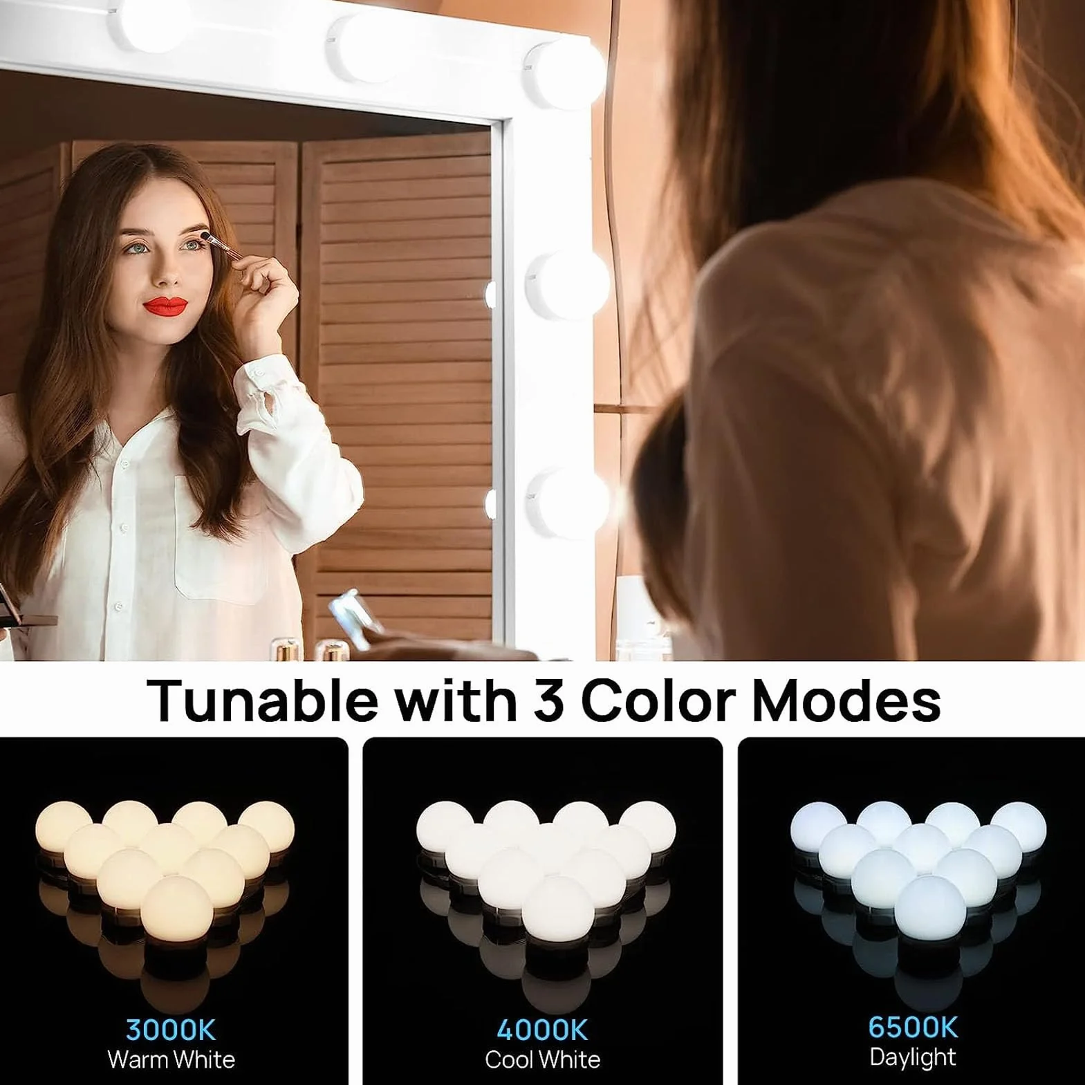 Żarówki Led Vanity Lights Lustrzana żarówka do toaletki USB Ściemnialne oświetlenie ledowe do makijażu for łazienka