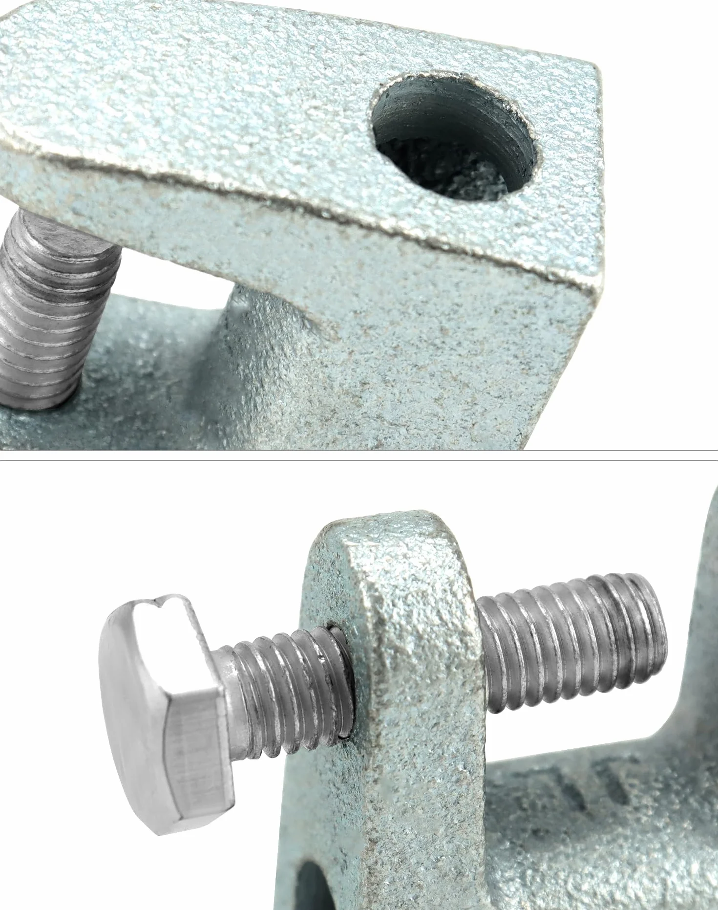 QWORK® 12 sztuk zacisk belki, zacisk na rąbek stojący, stal ocynkowana, M8 (8mm), do budowy mostów, budownictwa