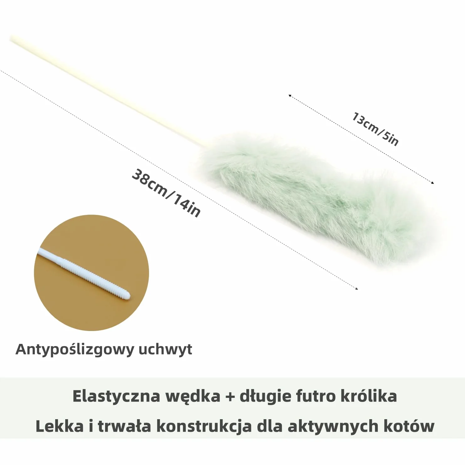 Zestaw 5 Wędek dla Kota z Naturalnym Futrem Królika – Ciche Zabawki Interaktywne dla Kotów Domowych, Kolory Mieszane, Do Samodzielnej Zabawy