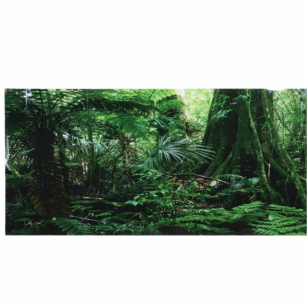 Plakat samoprzylepny 3D las deszczowy terrarium dla gadów akwarium tło naklejka ścienna PVC dekoracyjna 76×46cm