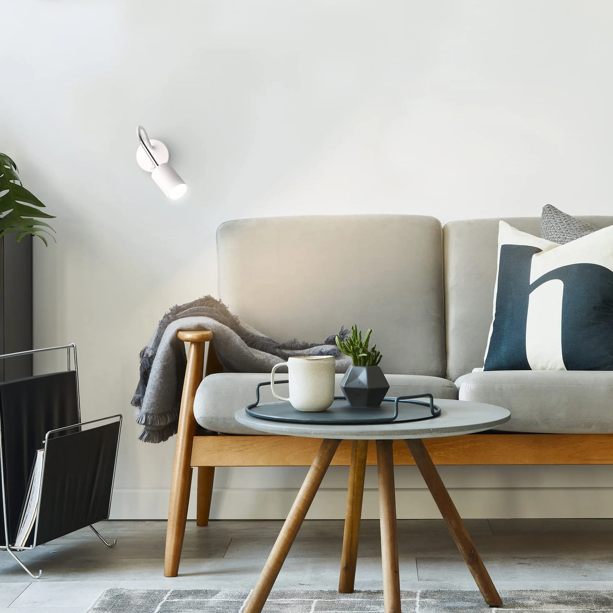 ledscom.de Lampa do czytania WAIKA z gęsią szyjką i przełącznikiem biały mat, w zestawie GU10 LED, PAR16, ciepła biel, 6,05W, 374lm, 70°, 3-stopniowy ściemniacz
