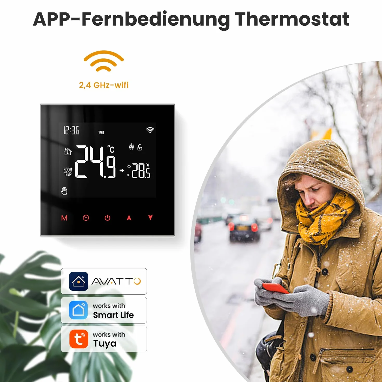 AVATTO Inteligentny termostat ogrzewania podłogowego Wi-Fi Programowalny termostat pokojowy kompatybilny z Alexą, sterowanie głosowe Google Home i aplikacja Smart Life Pilot zdalnego sterowania
