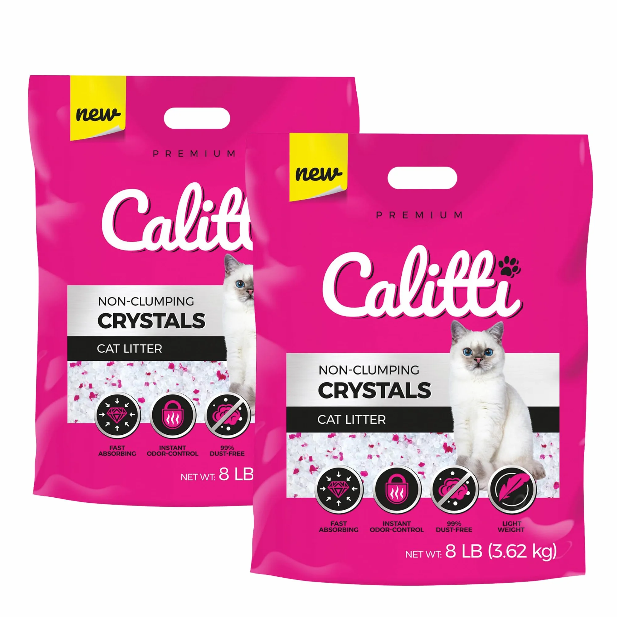Calitti Crystals Silikonowy Żwirek do Kuwety Bezpyłowy Antybakteryjny 3,8l x 8