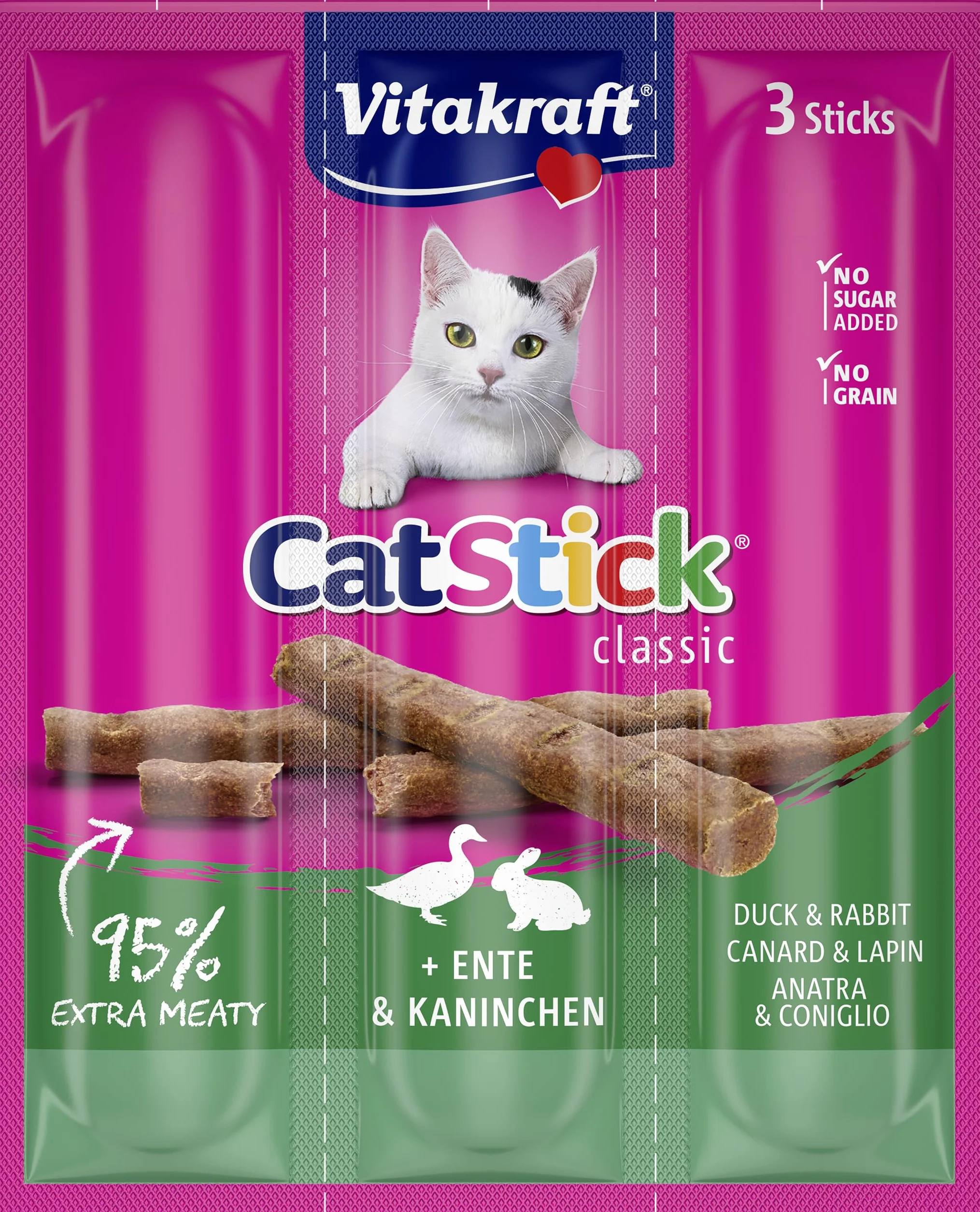 Vitakraft Cat-Stick mini Ente & Kaninchen Inhalt: 3 Stück