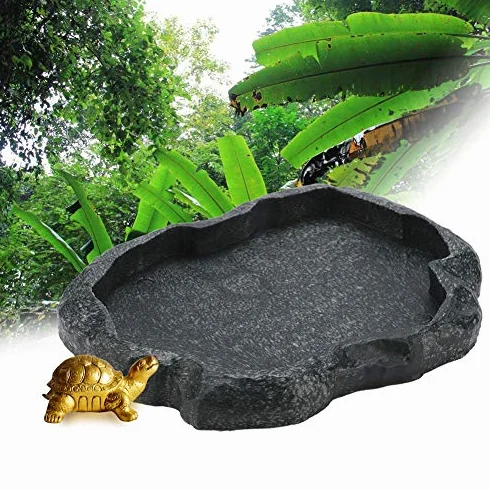 Trwała miska na wodę dla gadów, miska na karmnik, żółw, żywica jaszczurka, miska na wodę, gady, terrarium, miska na żywność (S-Green)