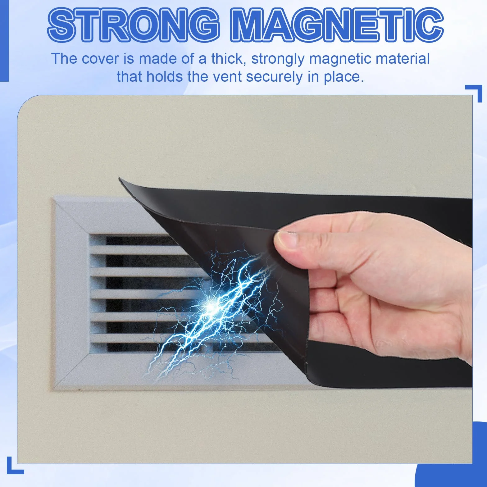 PATIKIL Kwadratowe magnetyczne osłony wentylacyjne 20x20 cm podłogowe blokujące otwory wentylacyjne dźwiękoszczelna do domu podłogę sufit czarne
