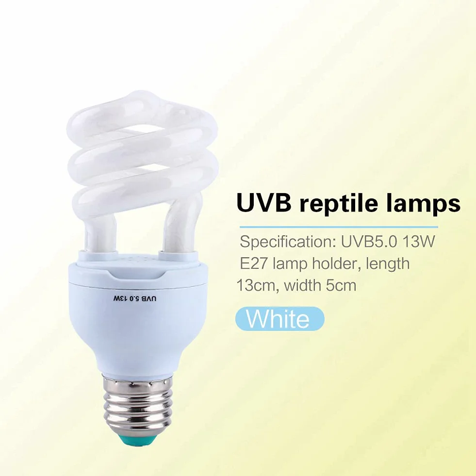 13W UVB 5.0, E27 Baza Energooszczędna Żółw Terrarium Terrarium Lampy REPTILE Żarówka UV, Wydajna do 50 cm, Symuluje pustynię, dostarcza promienie wapnia