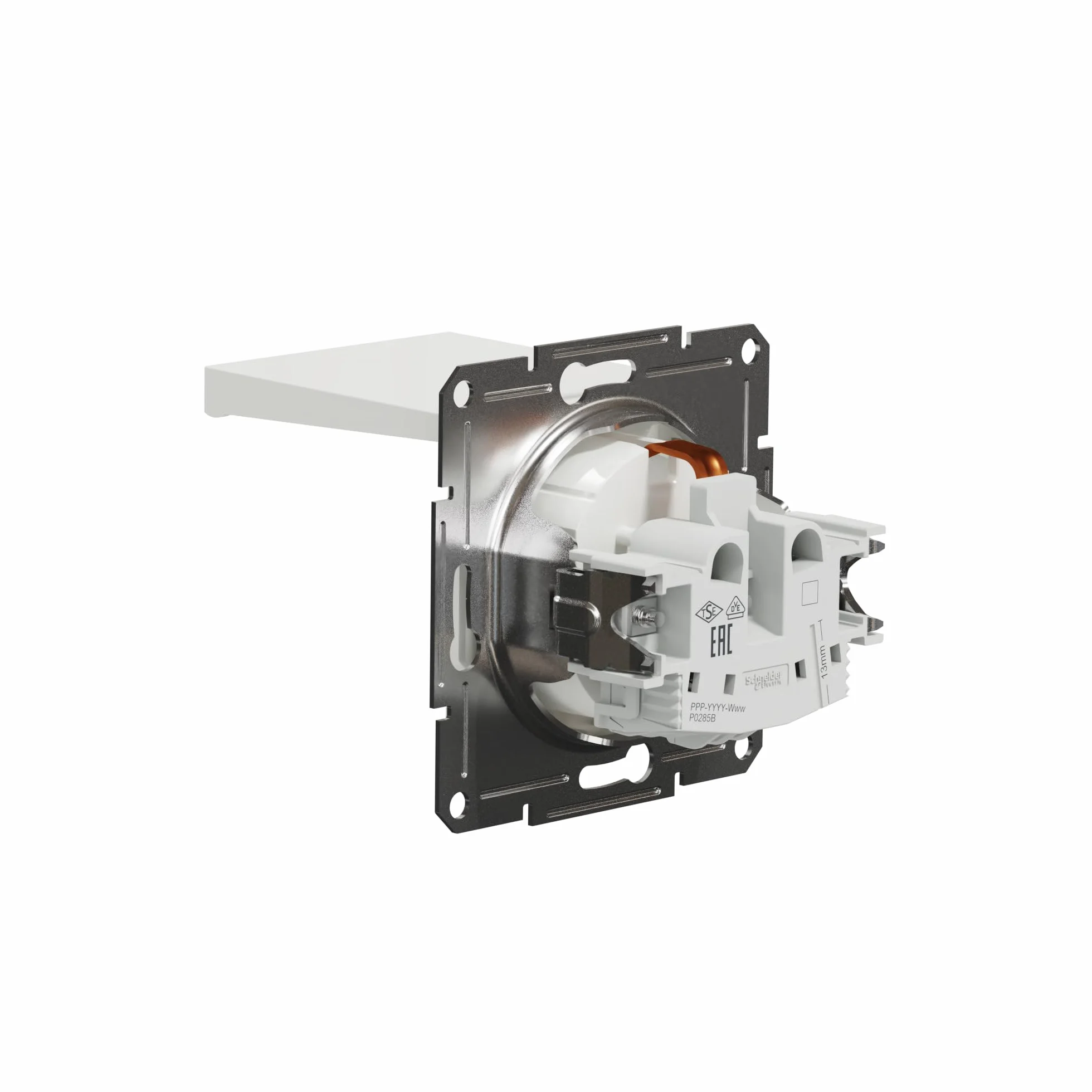 Schneider Electric Asfora EPH3170121D gniazdko Schuko 16 A, pokrywa z klapką, gniazdko ze stykiem ochronnym, podtynkowe, zaciski śrubowe, białe