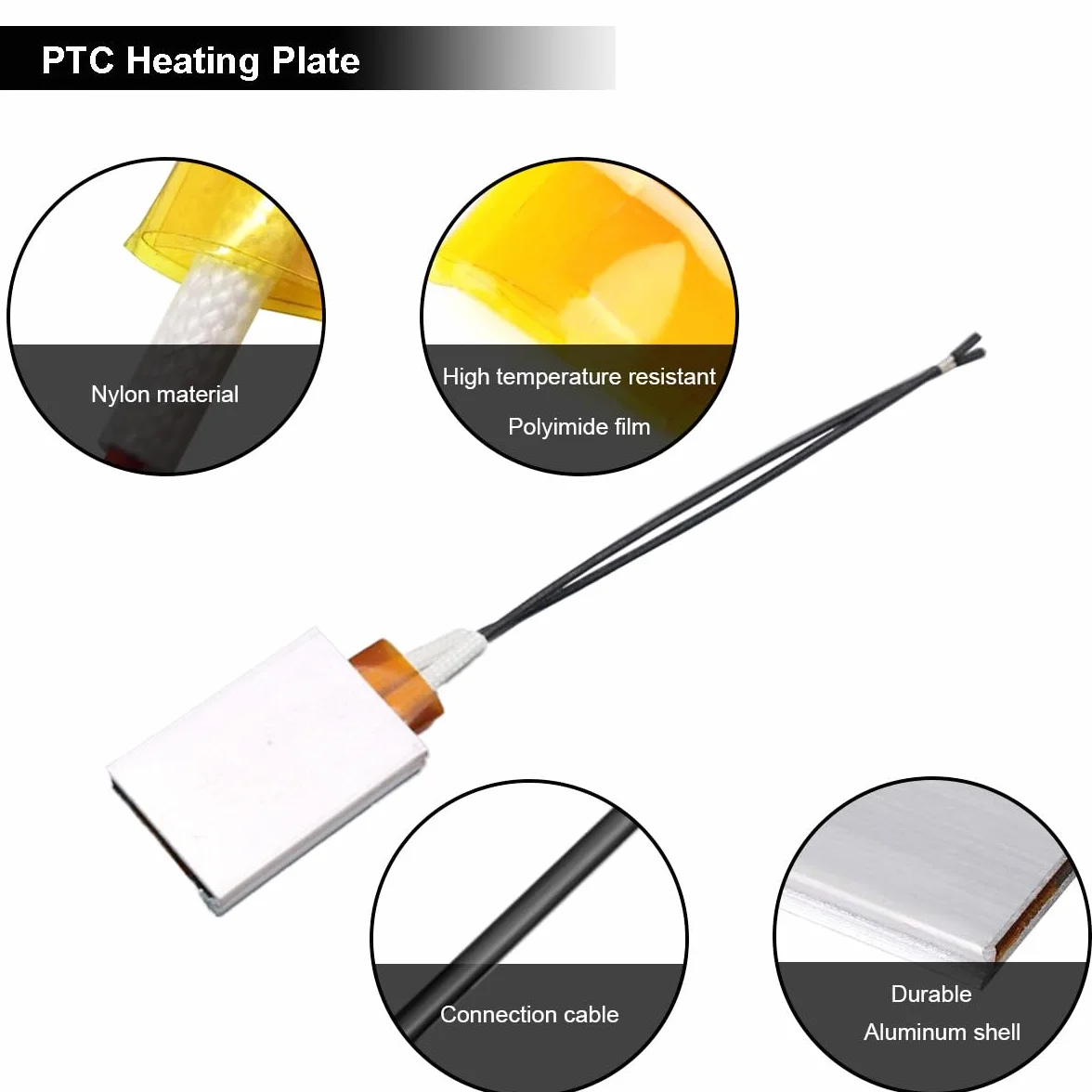 PTC Element Grzejny Płyta Grzejna AC/DC 5V 70℃ 1,2-2W Aluminiowa Obudowa