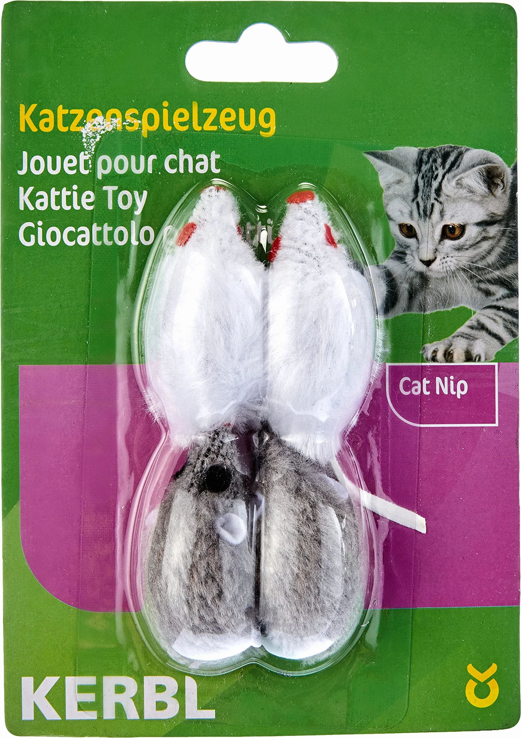 Kerbl Pet 84255 myszka, 4 worki, 5 cm, szary/biały