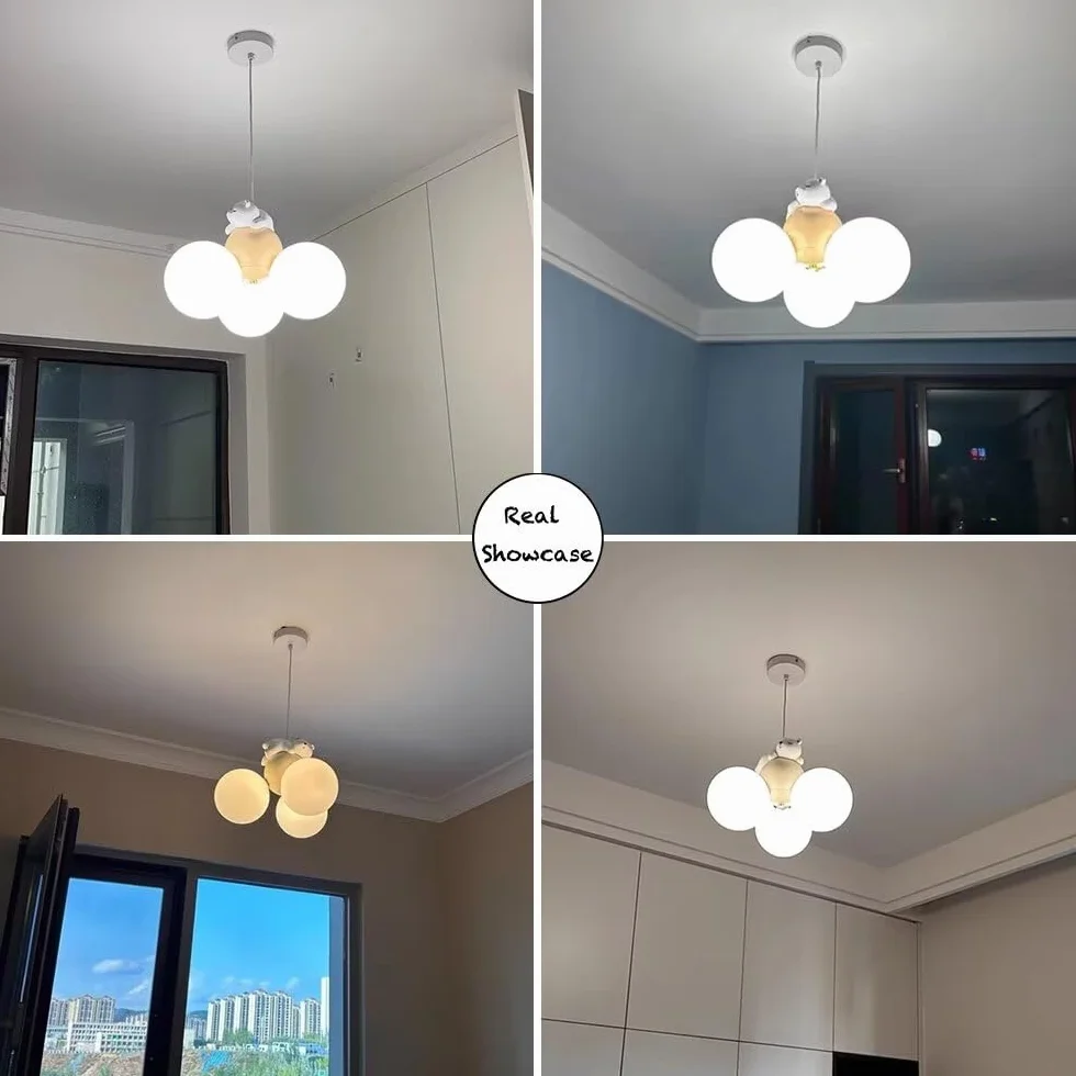 Lampa wisząca LED śpiący niedźwiedź kreskówka balon lampa sufitowa żyrandol lampa wisząca lampa sufitowa księżyc żyrandol sufitowa oprawa oświetleniowa do sypialni, pokoju dziecięcego