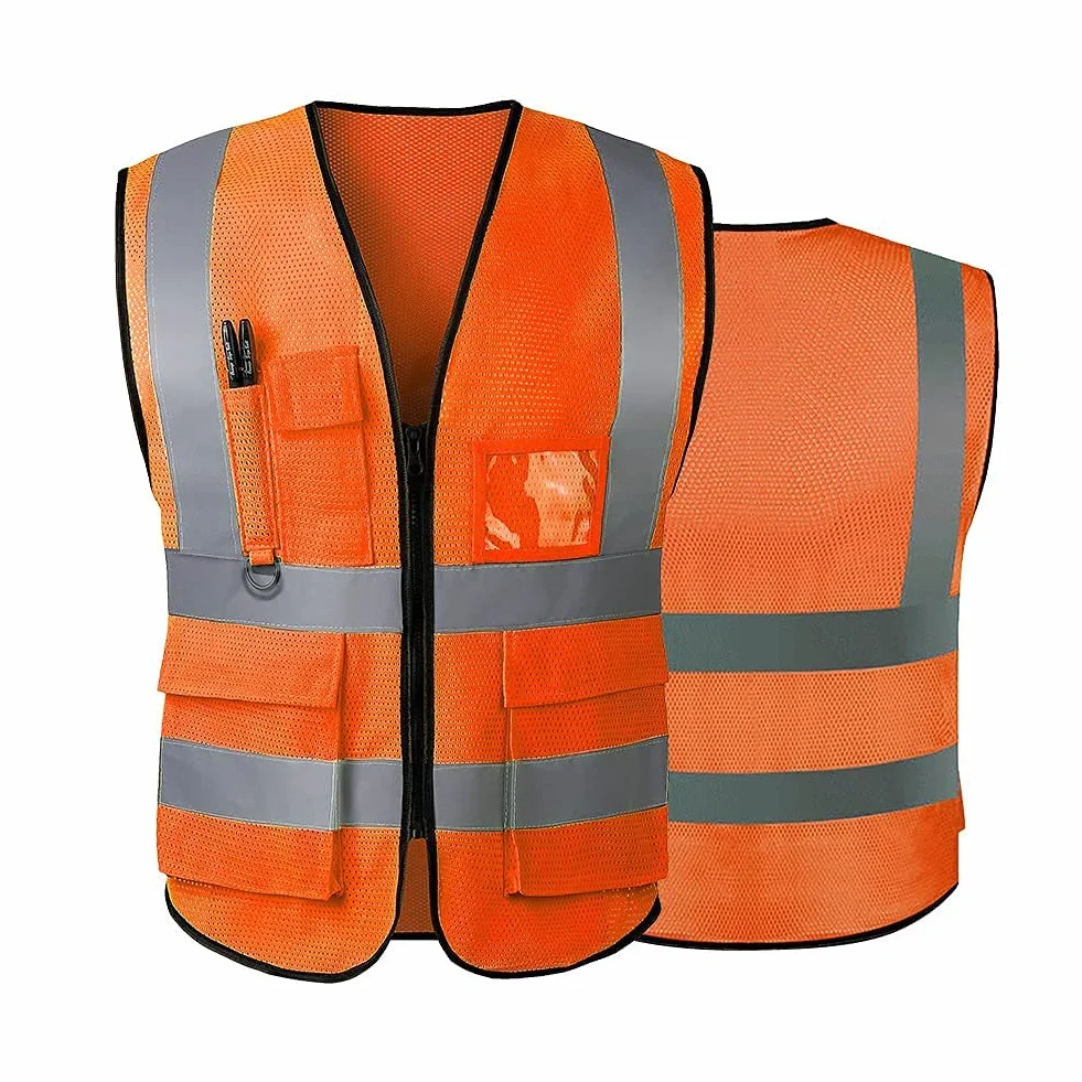 Hi Vis kamizelka odblaskowa bezpieczeństwa z kieszeniami ANSI/ISEA