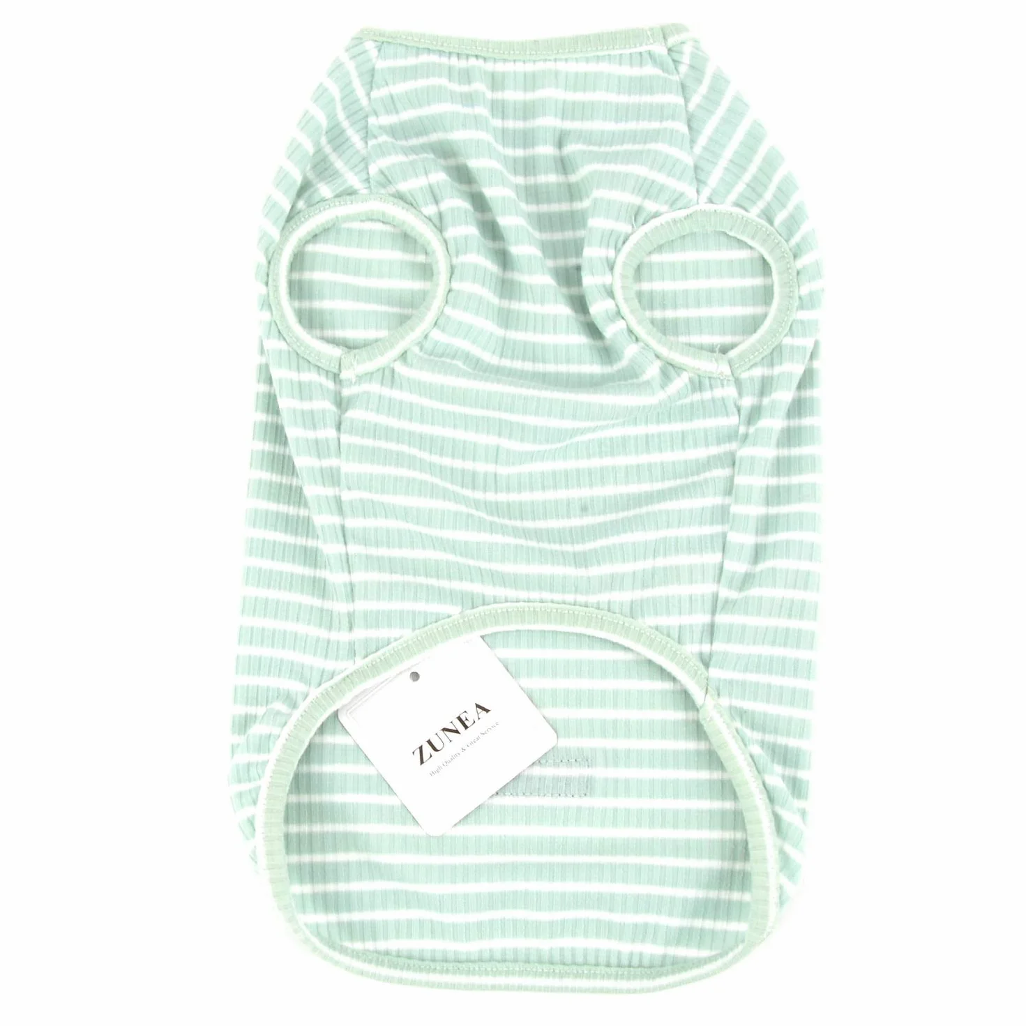 Zunea Koszulka dla małych psów, kotów, zwierząt domowych, koszulka w paski, na lato, fajna kamizelka, szczeniak, basic, tank top, miękka bawełna, chihuahua, ubranie dla psów, zielona, rozmiar L