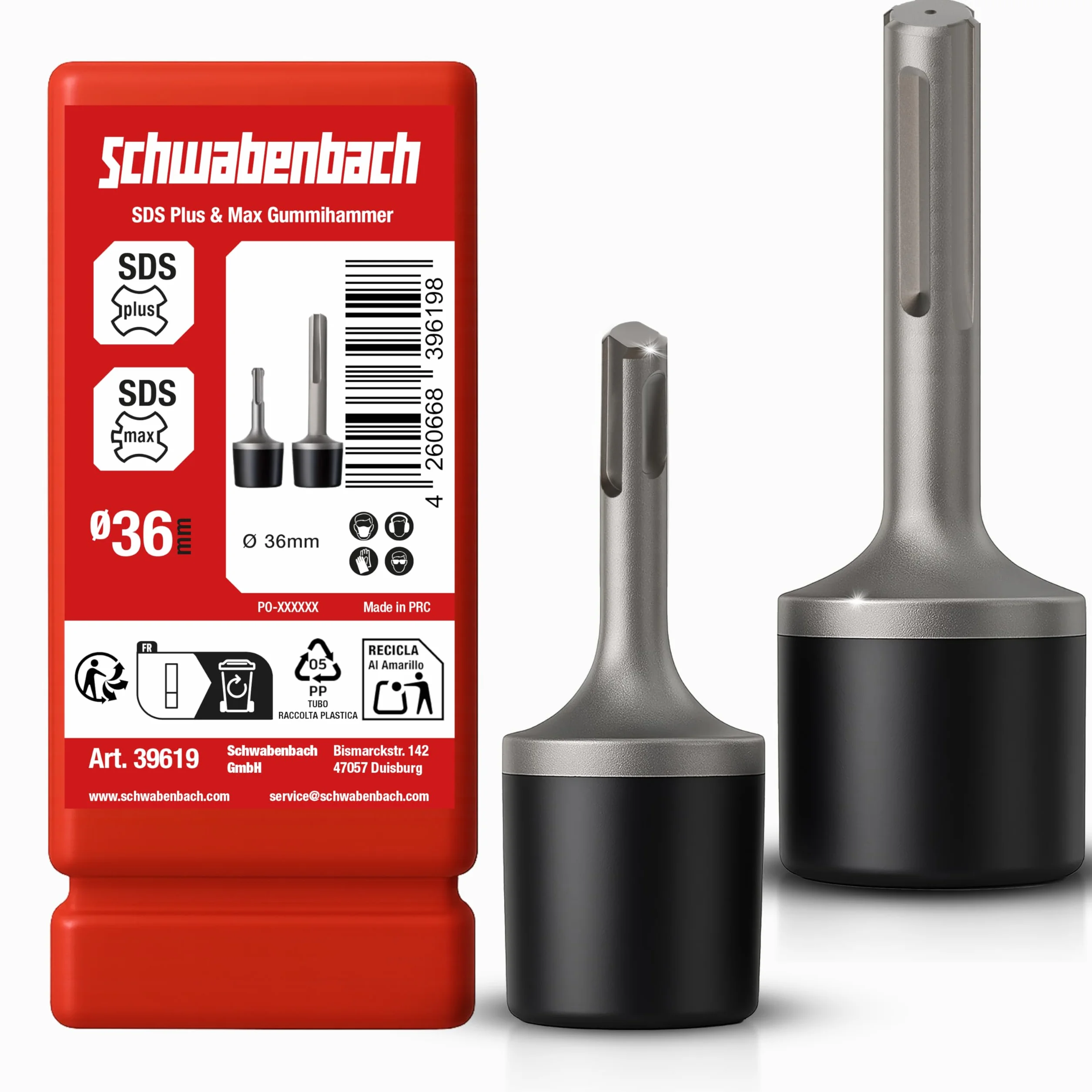 Adapter SDS PLUS/MAX i 2 x gumowy młotek