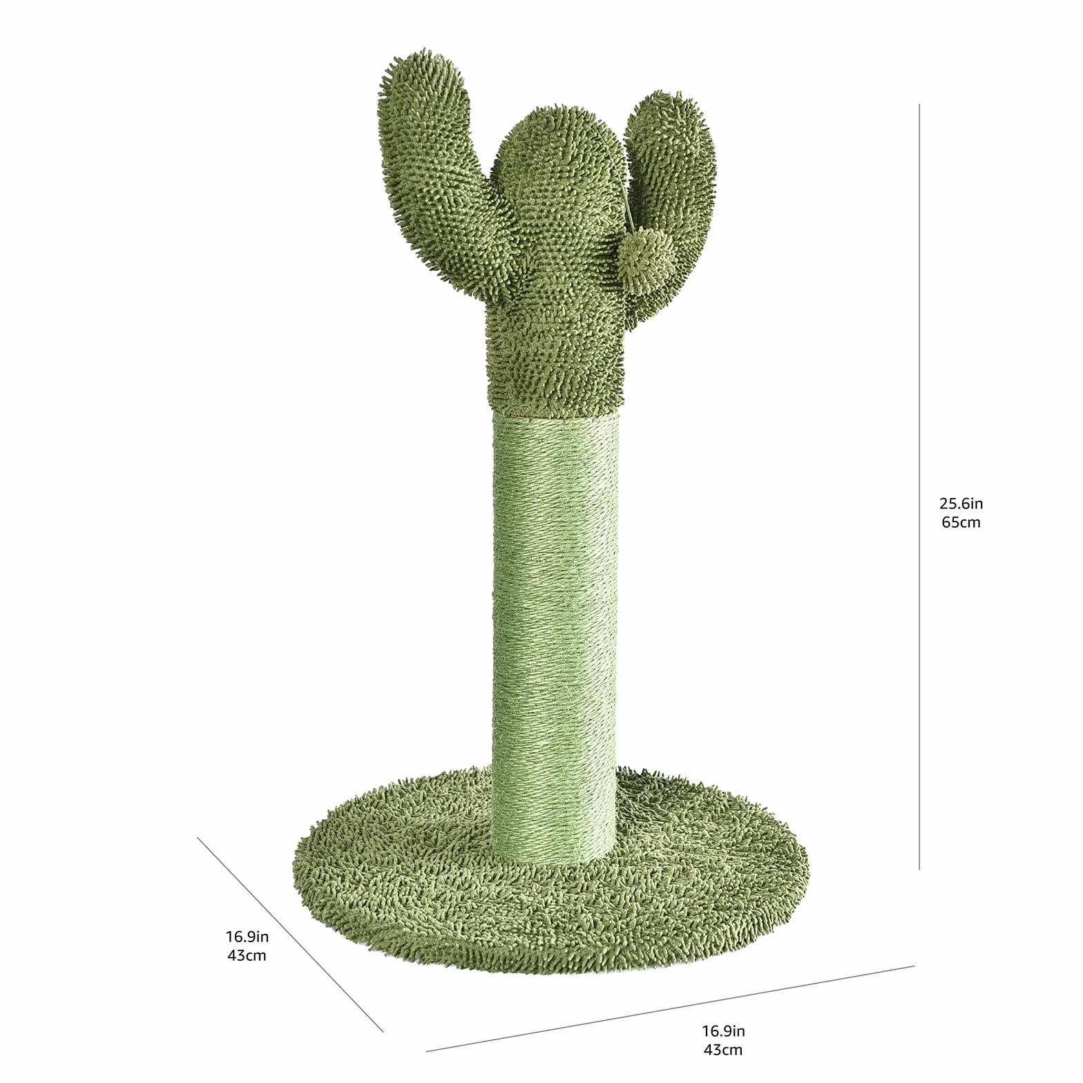 Amazon Basics – drapak dla kota z motywem kaktusa, 65 cm, szary.
