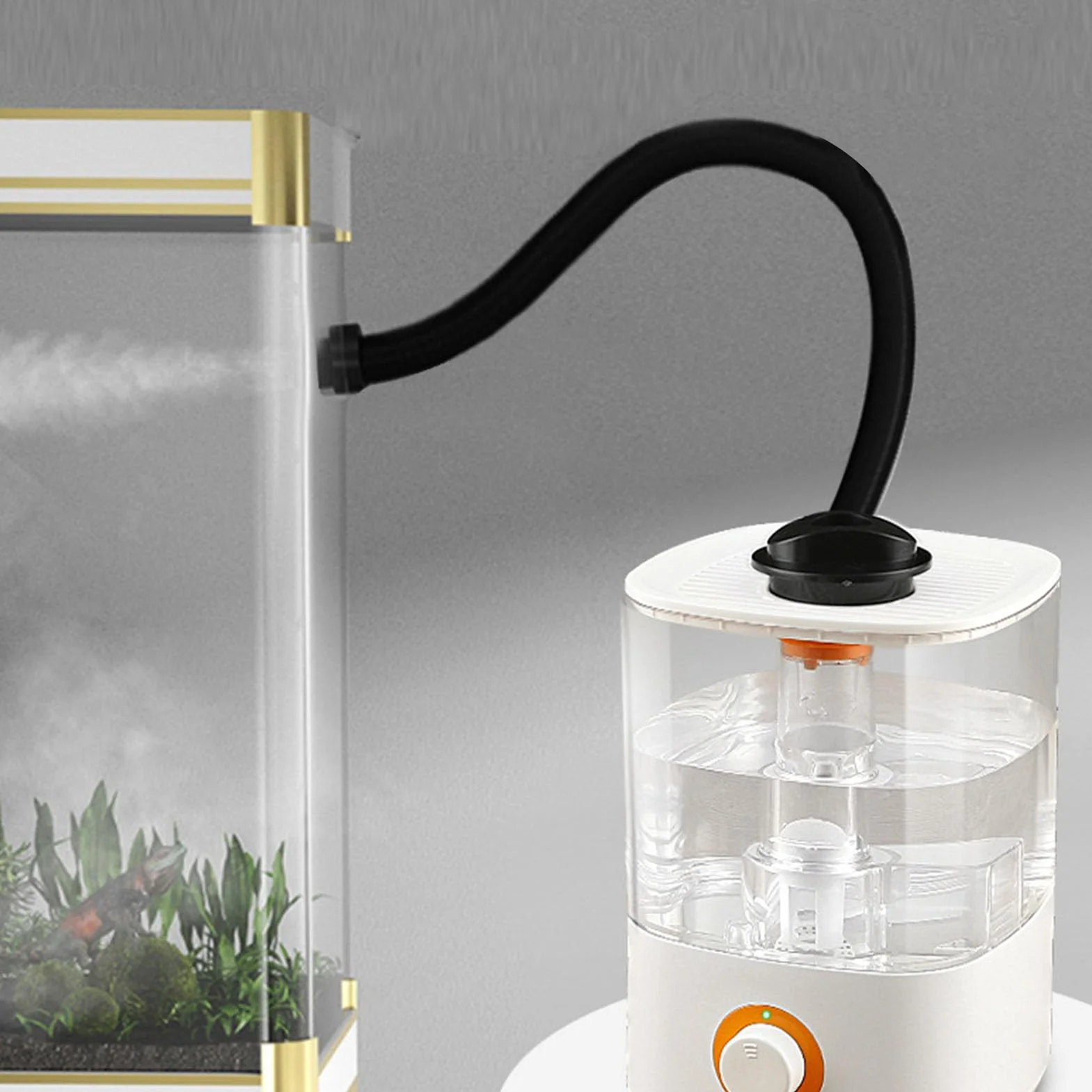 Terraria Zamgławiacze dla Gadów Nawilżacz Maszyna do Wytwarzania Mgły Mister 2,5 L Widoczny Duży Plastikowy Regulowany System Zamgławiania Idealny do Paludarium Wiwarium Gady