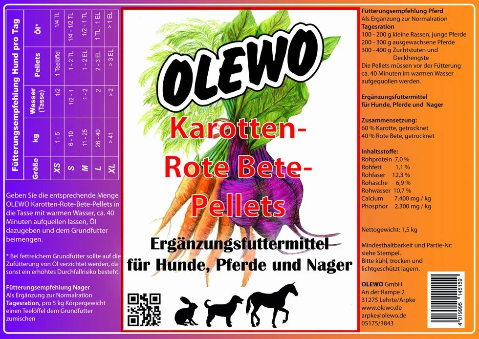 OLEWO Karotten-Rote Bete-Pellets 4 Kg