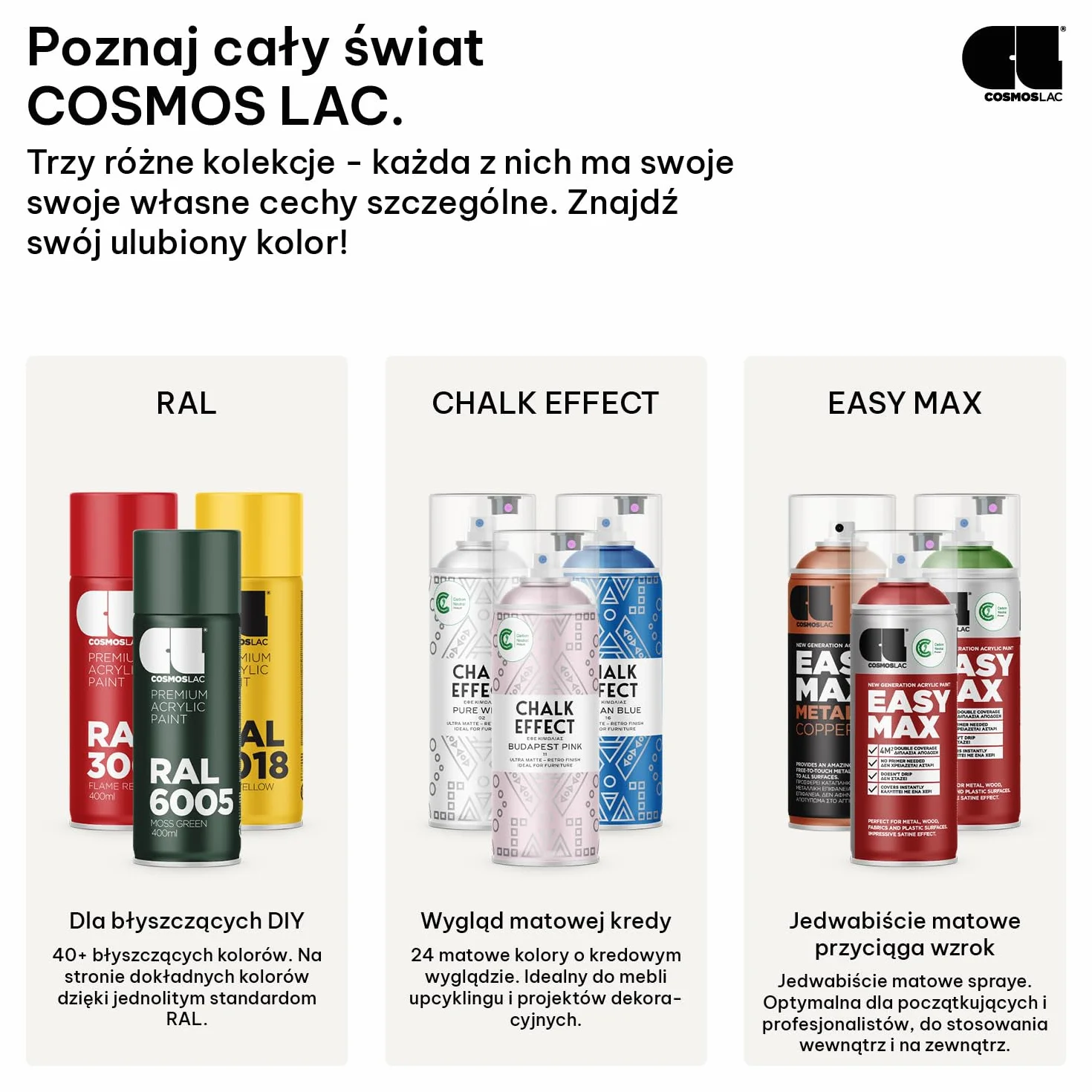 CL COSMOS LAC lakier w sprayu, złoty, błyszczący – farba w sprayu, farba DIY, farba akrylowa w sprayu do malowania tworzyw sztucznych, metalu itp. (złoty)