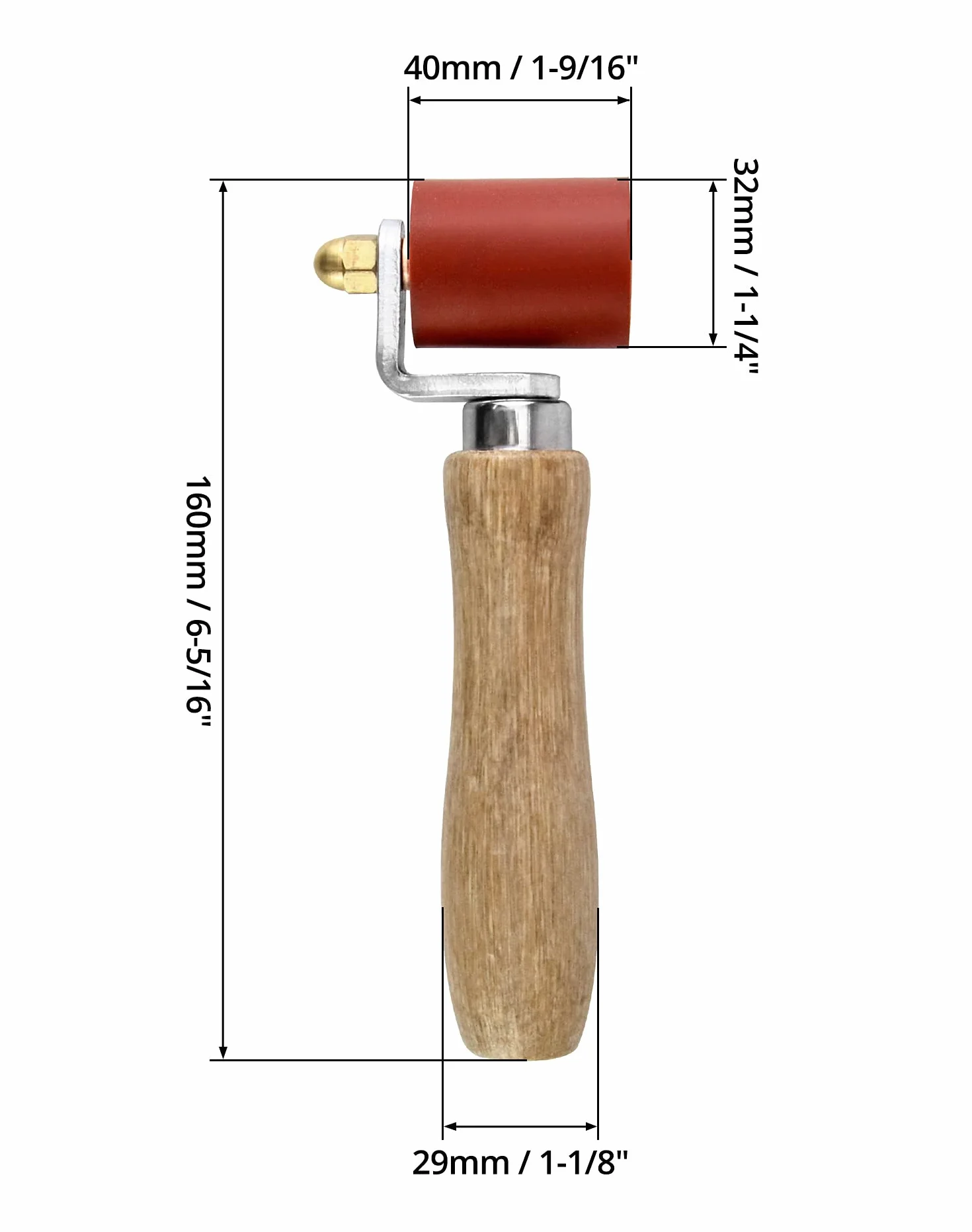 QWORK® Silikonowa rolka dociskowa, odporna na wysoką temperaturę twarda gumowa rolka dociskowa ręczna rolka dociskowa narzędzie do spawania PCV, 40 mm, czerwona
