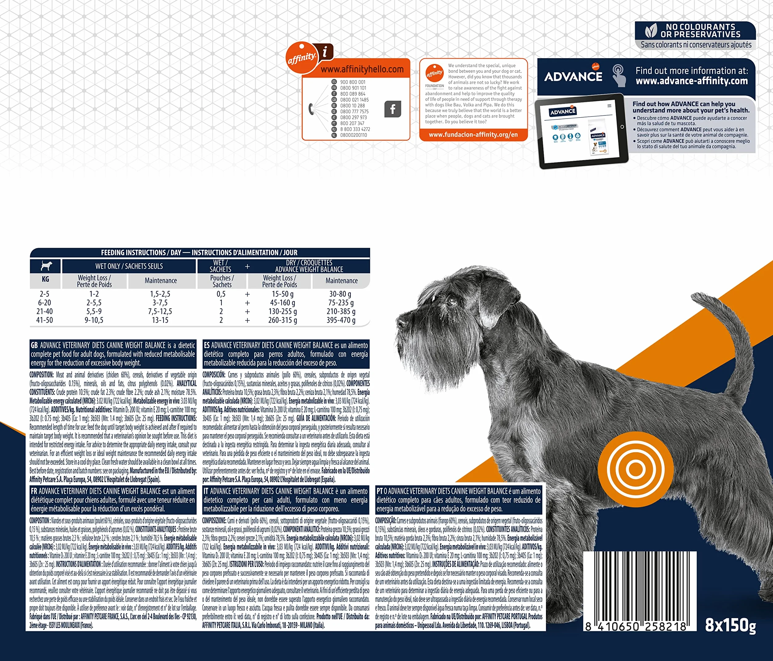 Advance Veterinary Diets Weight Balance mokra karma dla psów Multipack 8x150 g