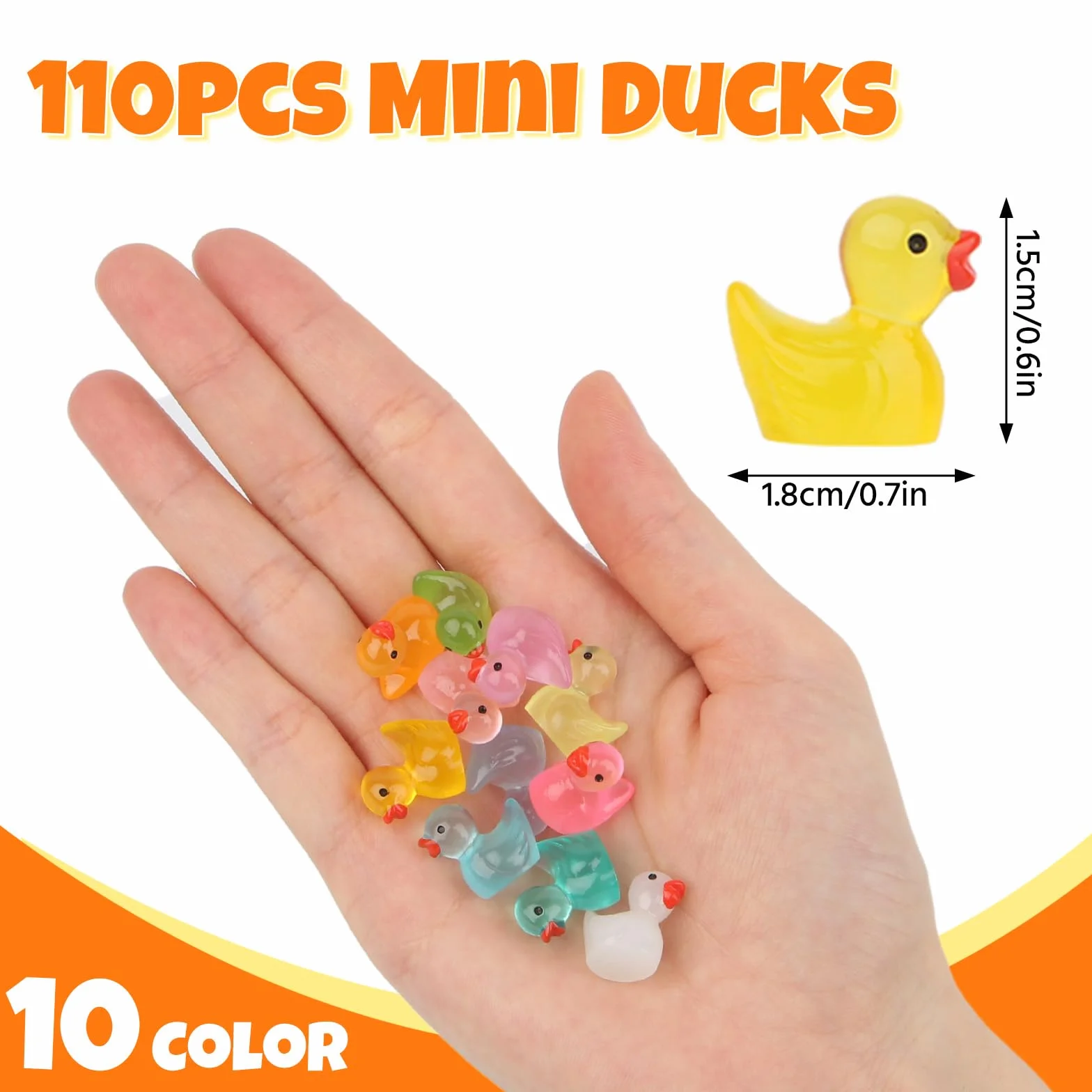 110 sztuk mini świecących kaczek, mini kaczki z żywicy, kolorowa dekoracja kaczek do akwarium, akcesoria dla kaczek, zabawki, krajobrazy mebli, dekoracja DIY na Boże Narodzenie, prezenty na imprezę