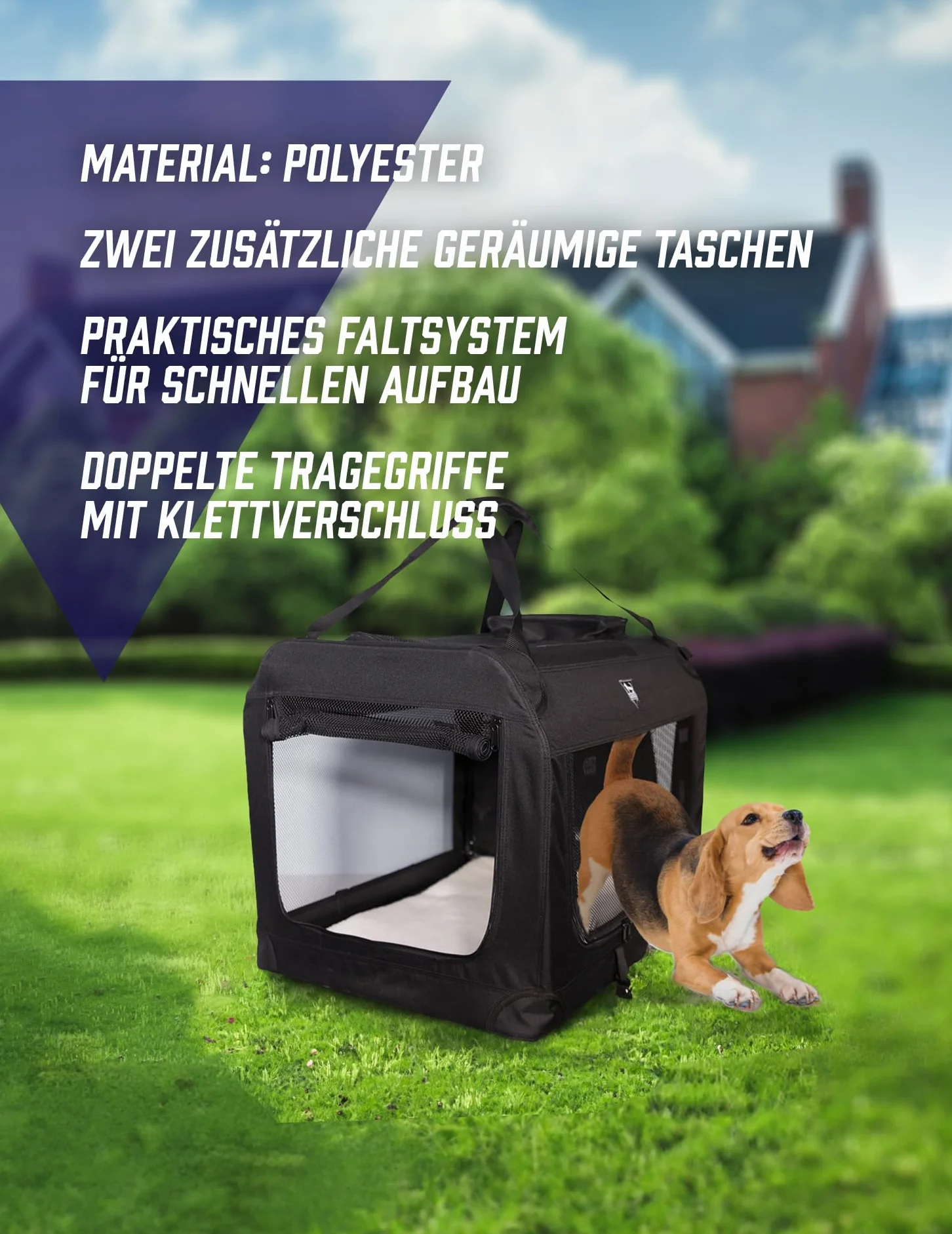 Palace torba transportowa dla psów i małych zwierząt – wszechstronne otwory, podwójne uchwyty do noszenia, optymalny dopływ świeżego powietrza – dostępne różne warianty (czarna, 60 x 42 x 42