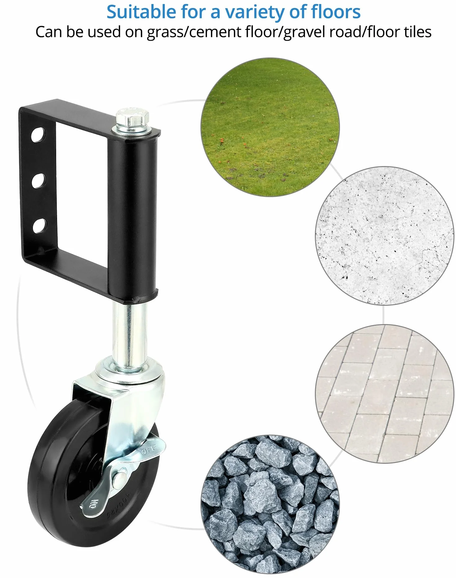 QWORK® 2 sztuki rolek bramowych ze sprężyną 10 cm, rolki do dużych obciążeń, nośność 100 kg, z bocznym hamulcem blokującym